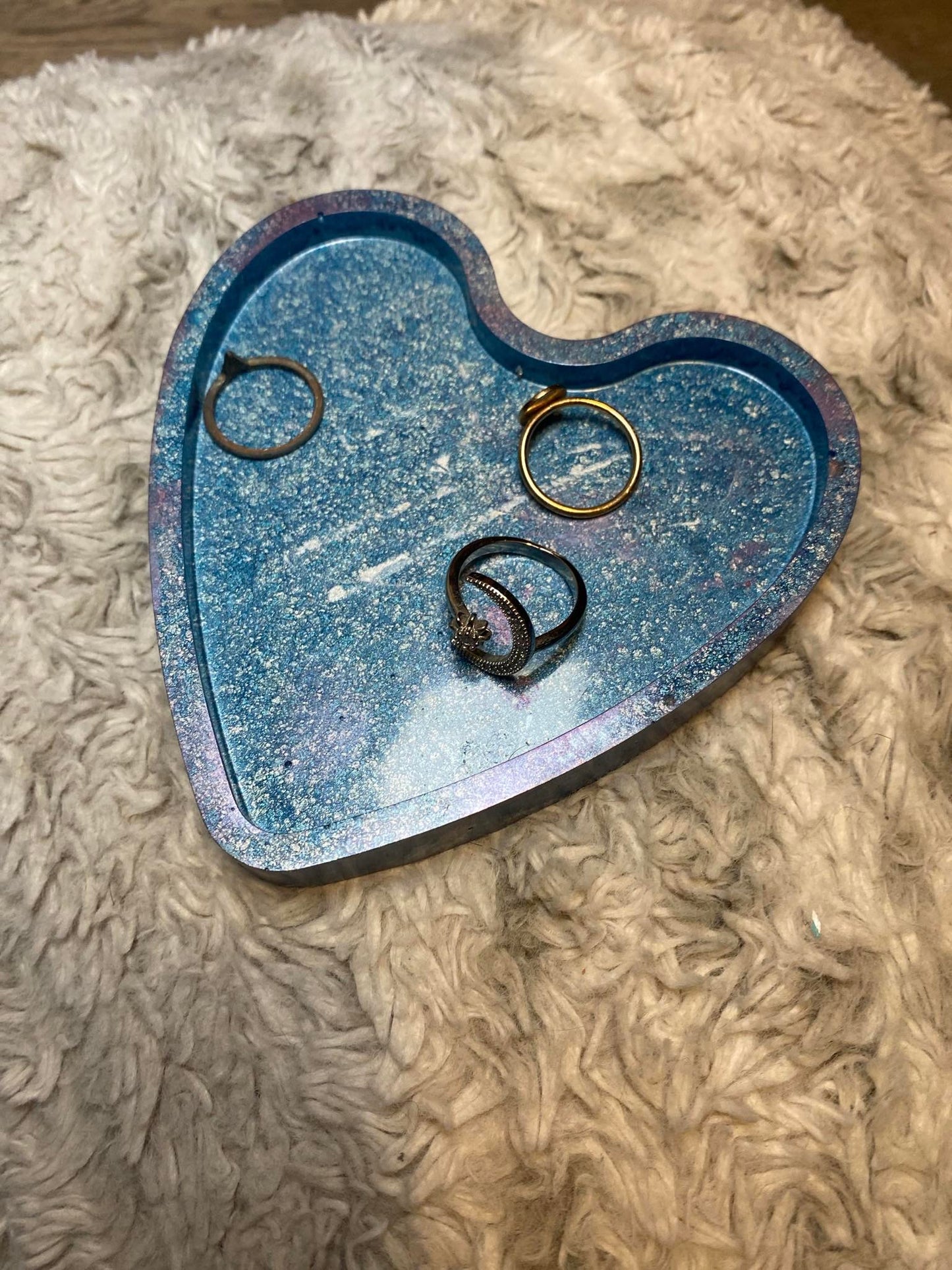 Blue Sparkle Heart Tray