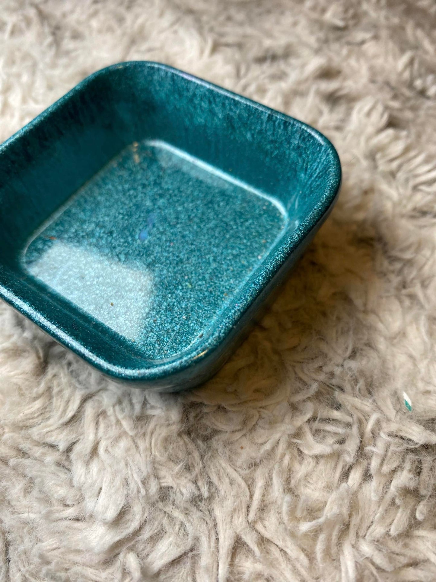 Light Blue Sparkle Square Ring Dish