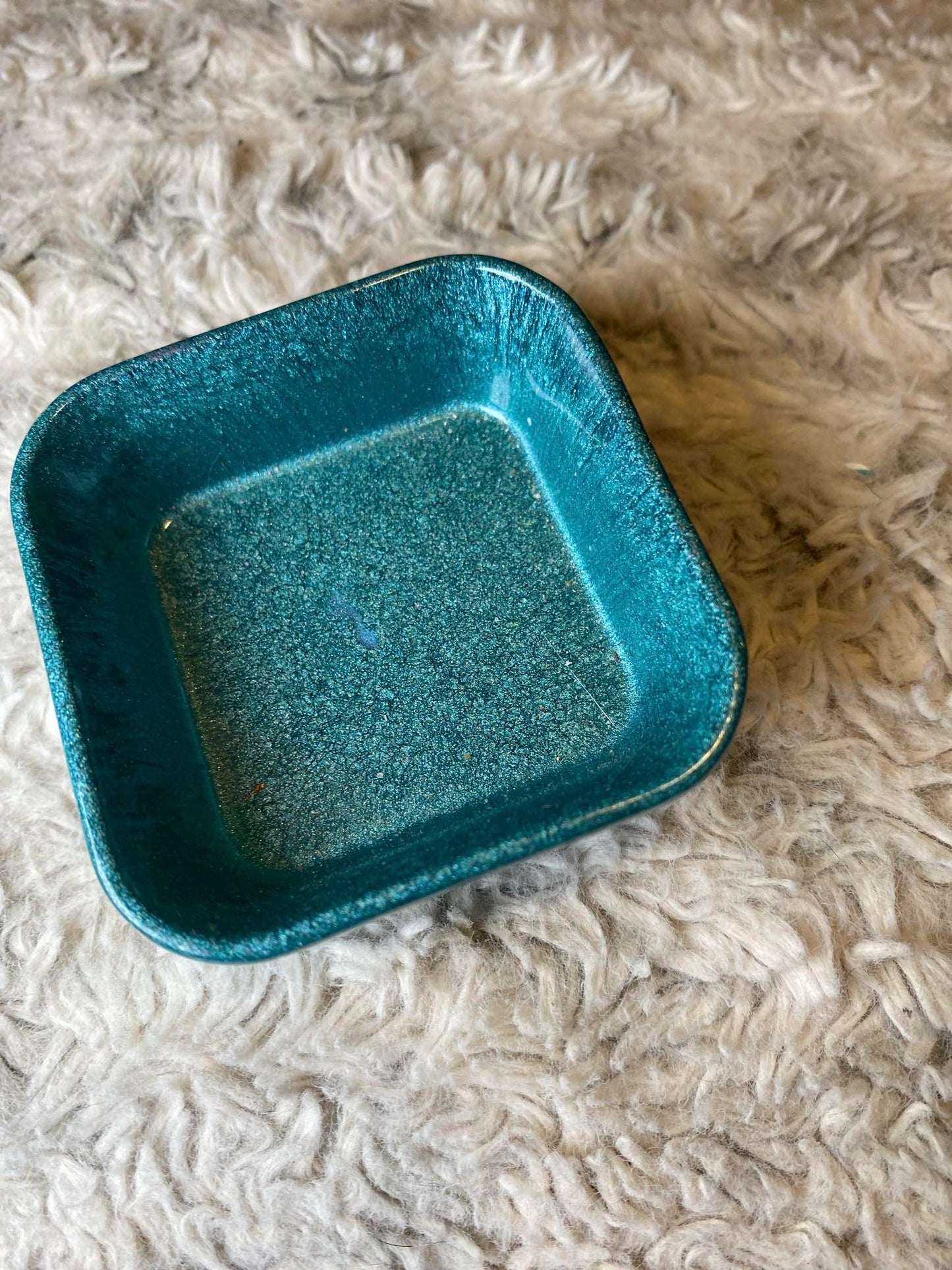 Light Blue Sparkle Square Ring Dish