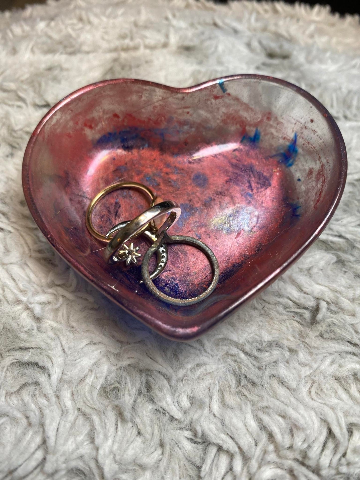 Pink, Blue, and Purple Heart Ring Dish