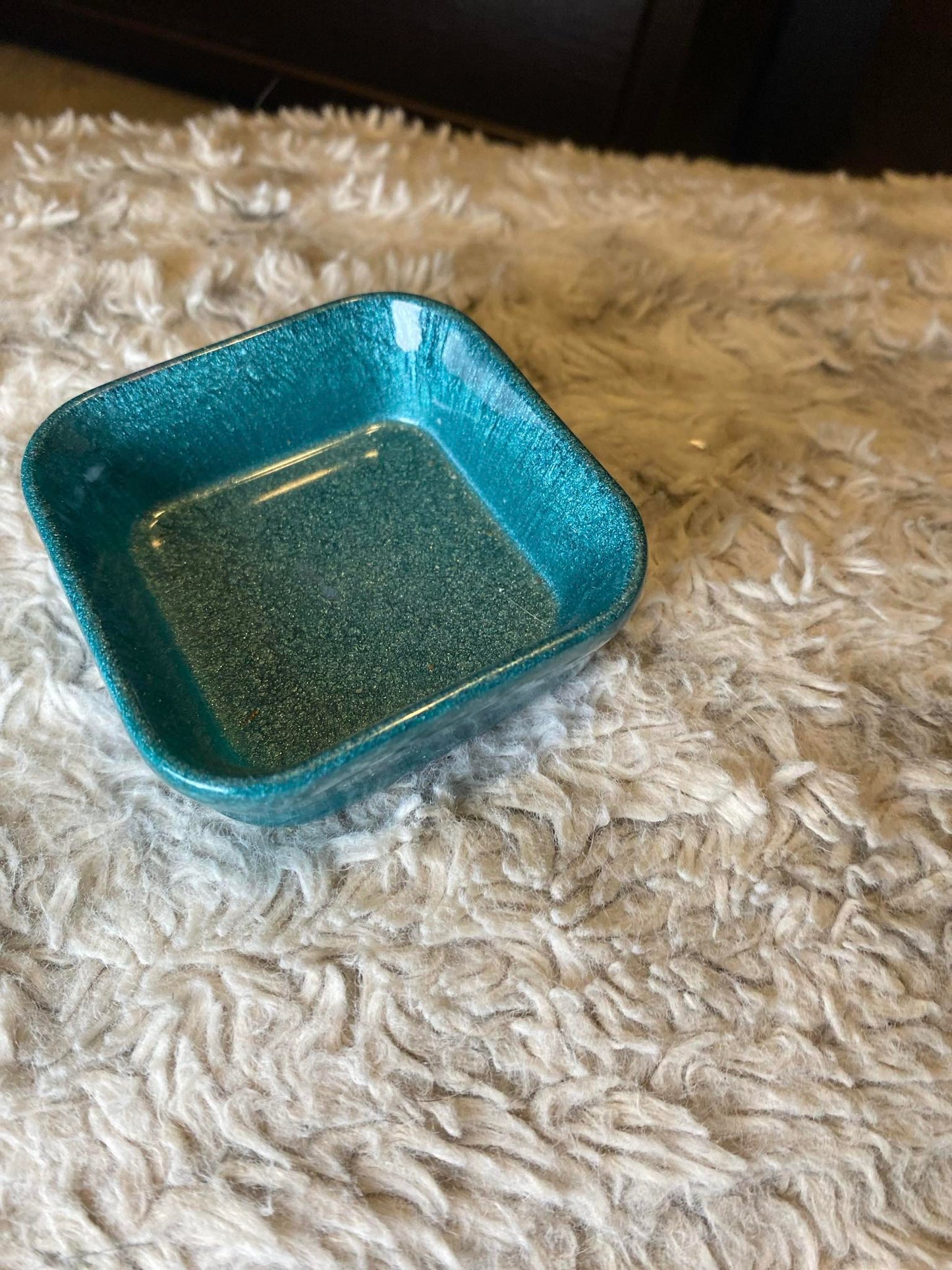 Light Blue Sparkle Square Ring Dish