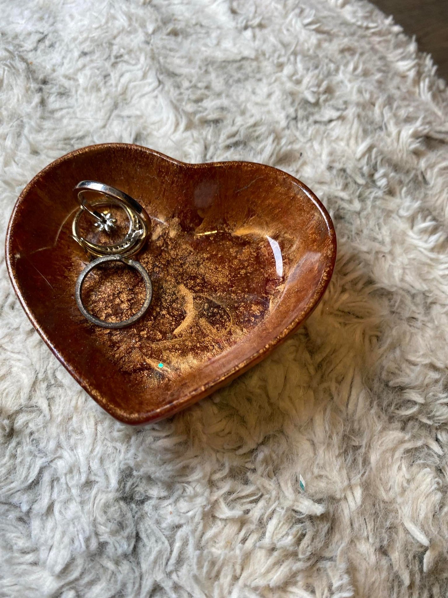 Amber Sparkle Heart Ring Dish