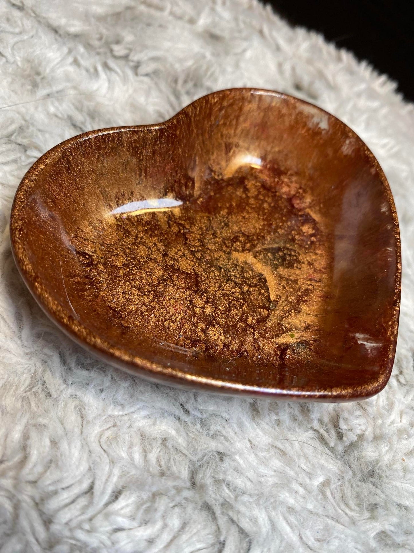 Amber Sparkle Heart Ring Dish