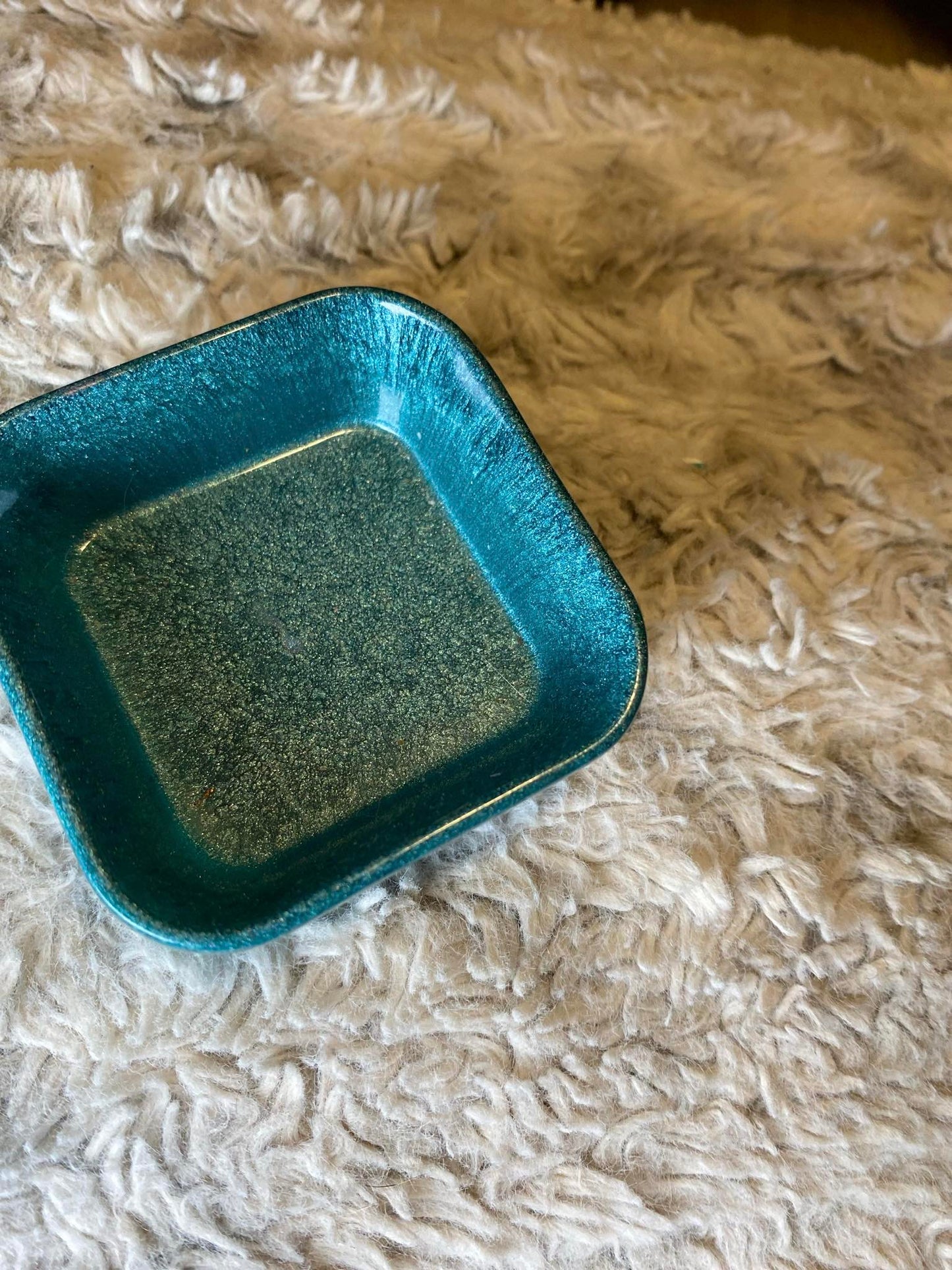 Light Blue Sparkle Square Ring Dish