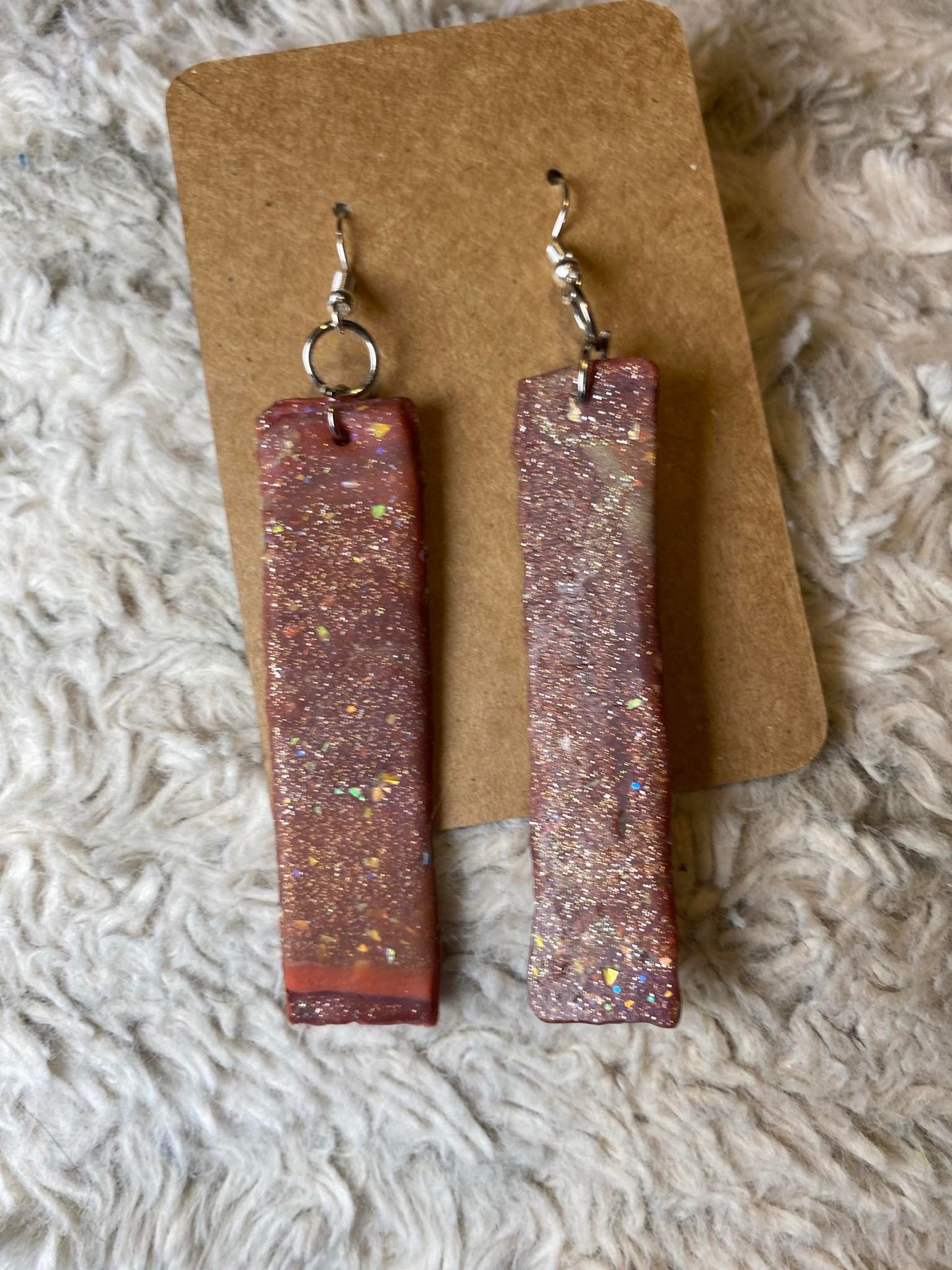 Long Sparkle Rectangle Dangling Earrings