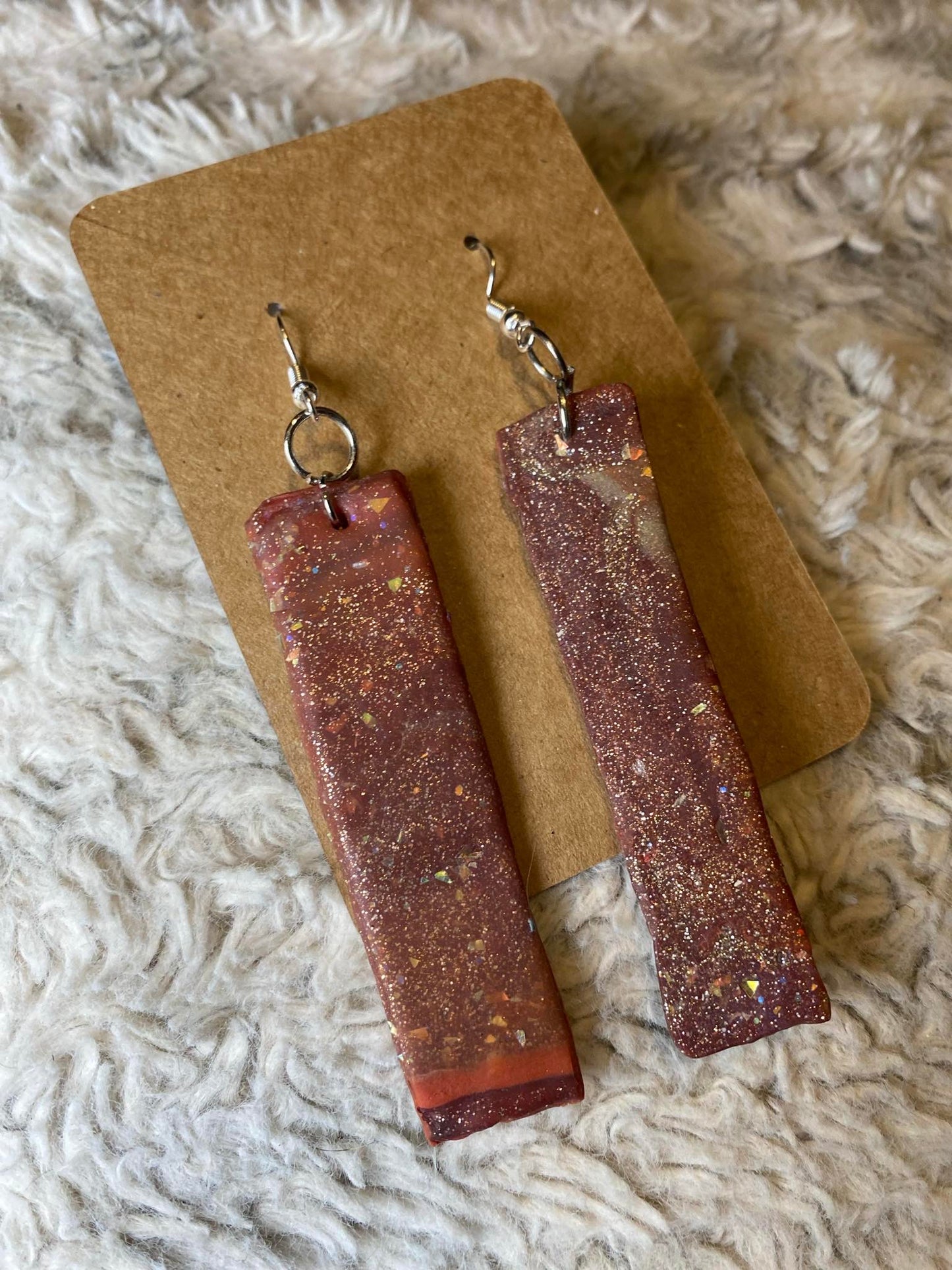 Long Sparkle Rectangle Dangling Earrings