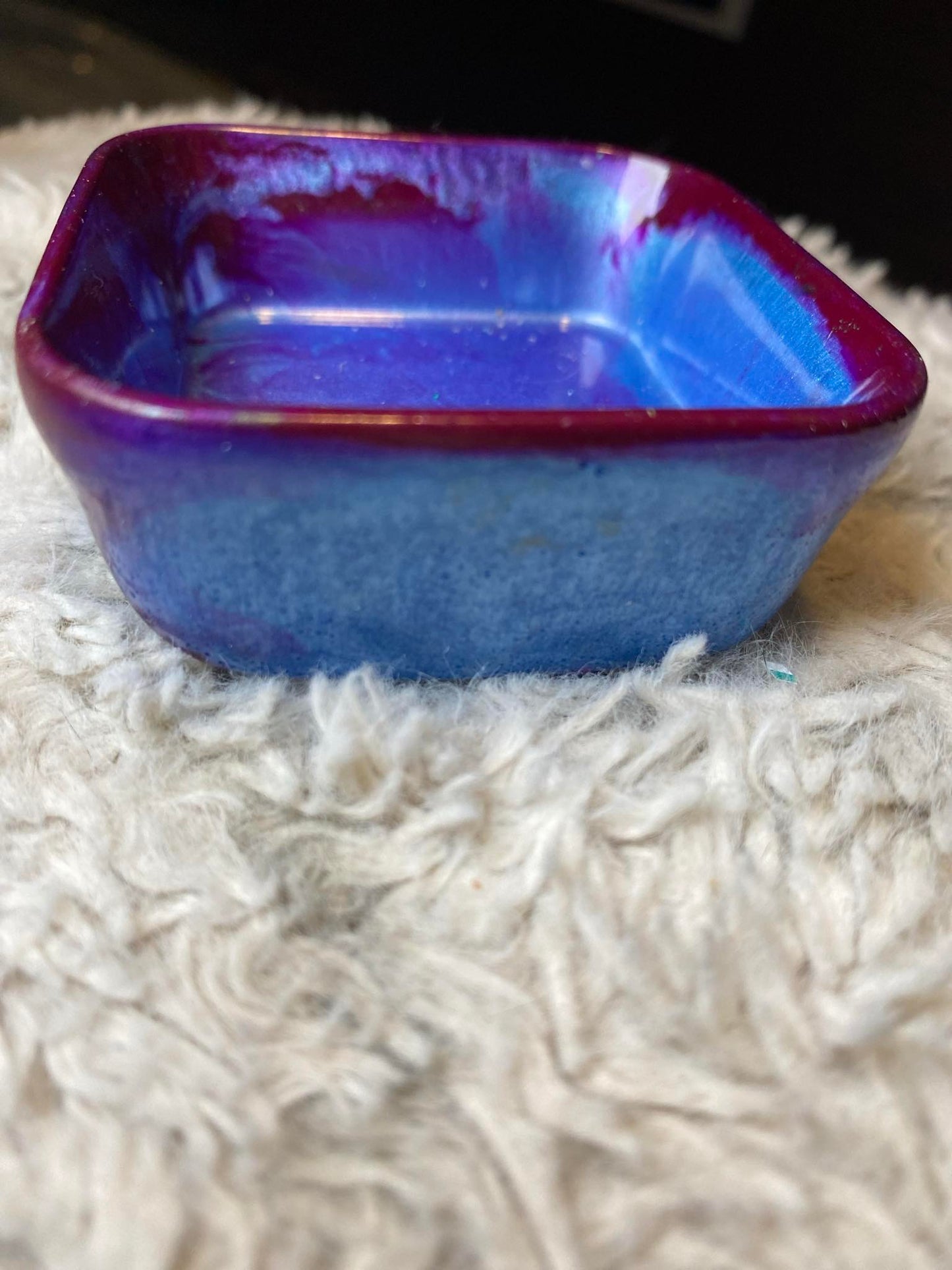 Blue and Purple Square Ring Dish