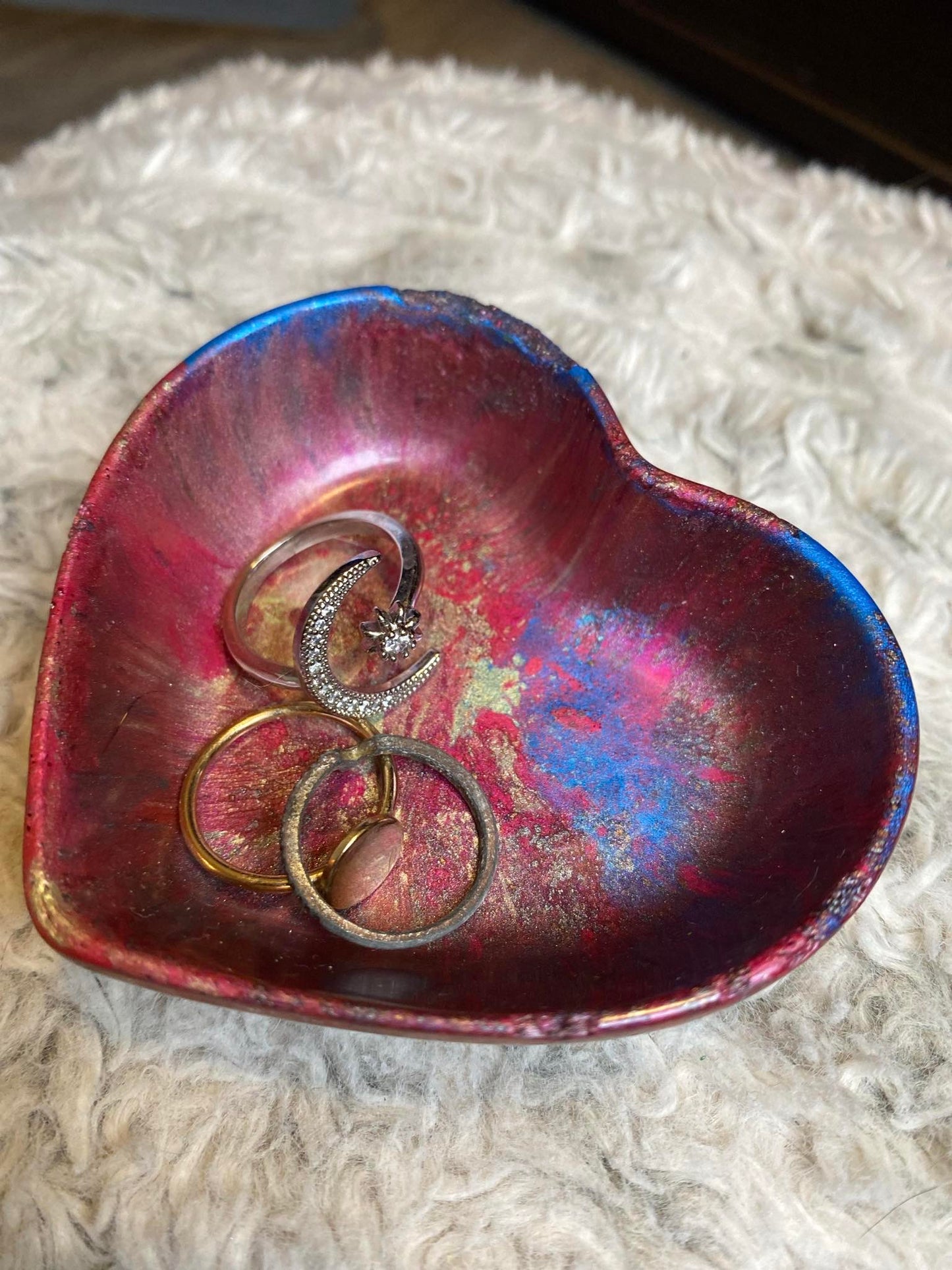 Pink, Blue, and Purple Heart Ring Dish