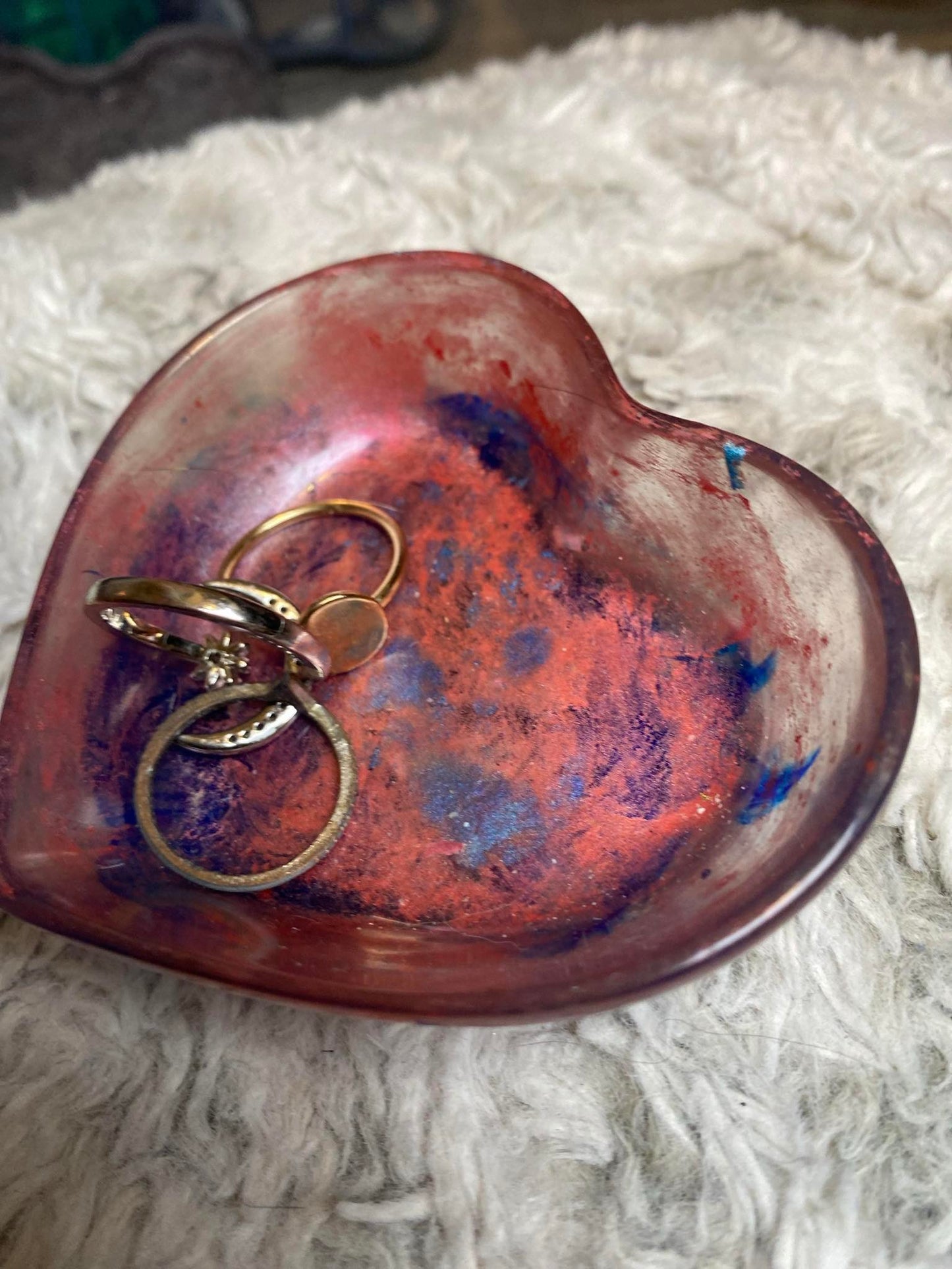 Pink, Blue, and Purple Heart Ring Dish