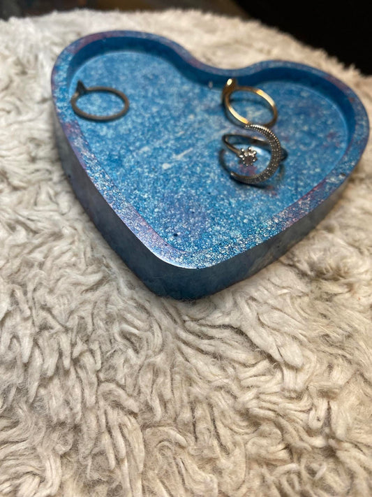 Blue Sparkle Heart Tray