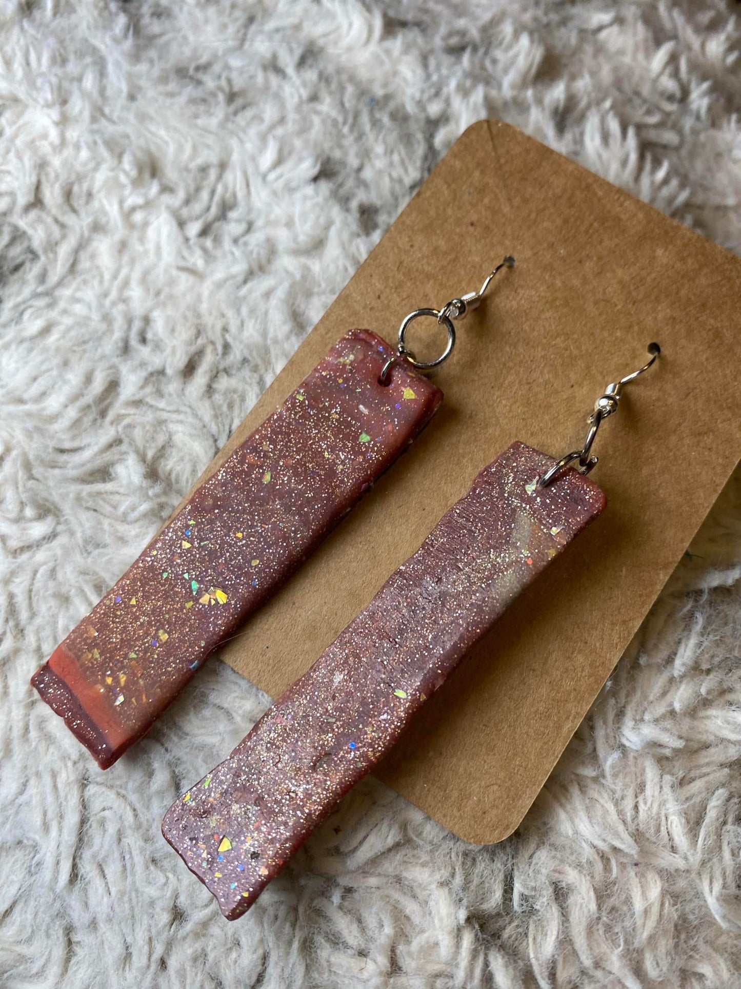 Long Sparkle Rectangle Dangling Earrings