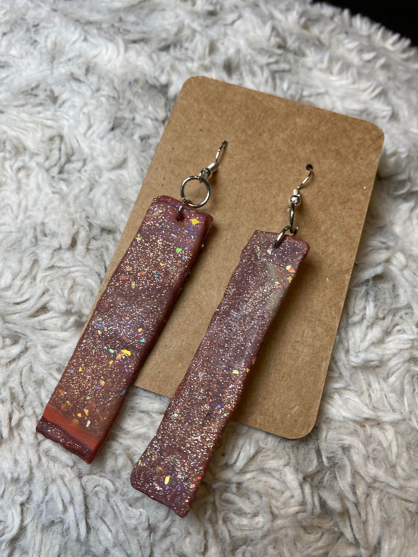 Long Sparkle Rectangle Dangling Earrings