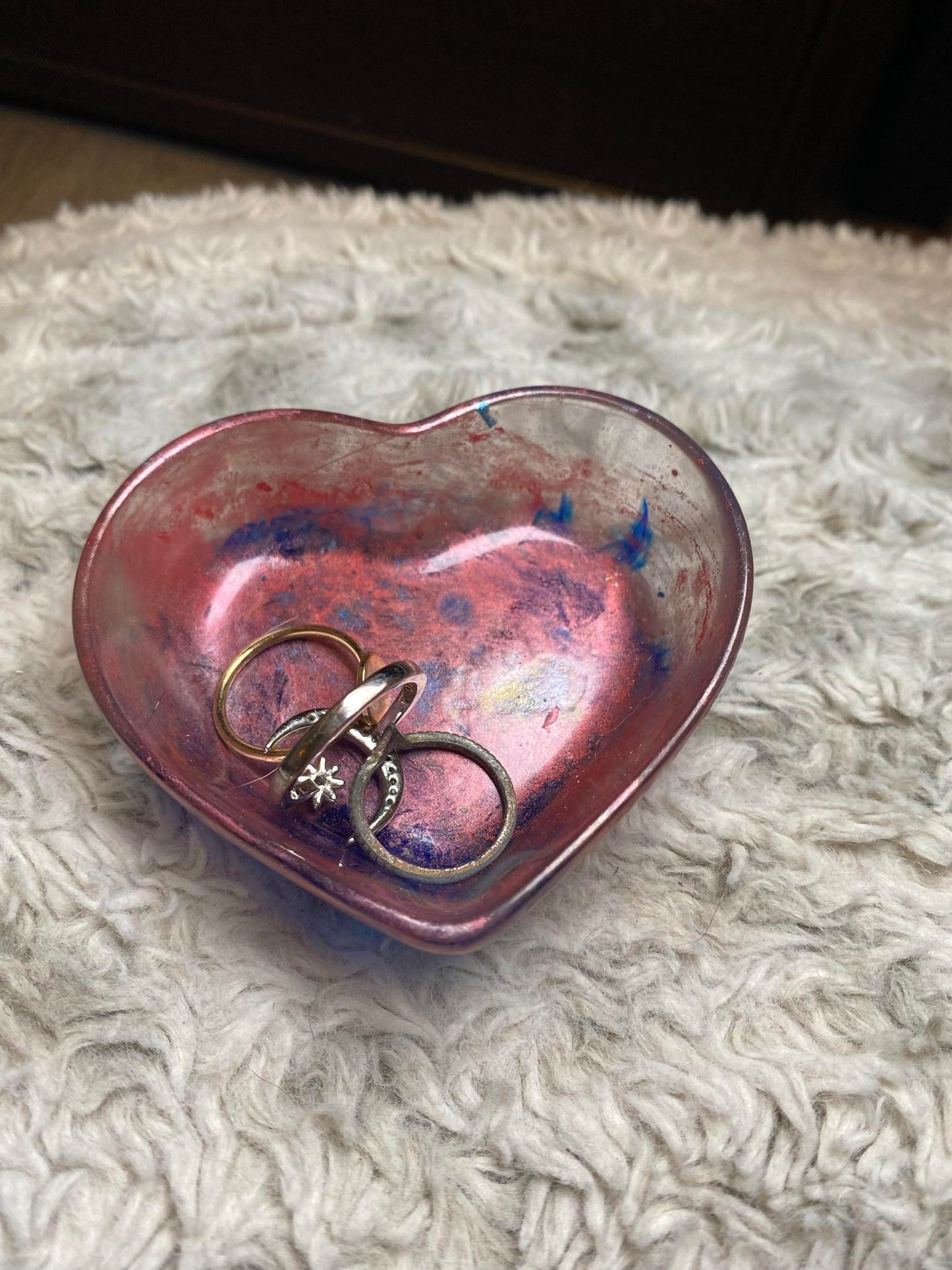 Pink, Blue, and Purple Heart Ring Dish