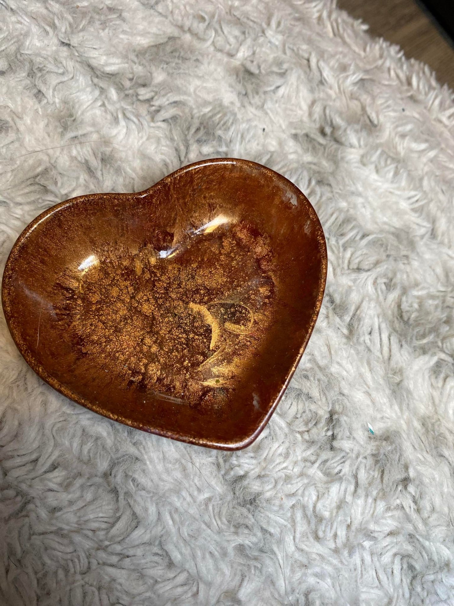 Amber Sparkle Heart Ring Dish