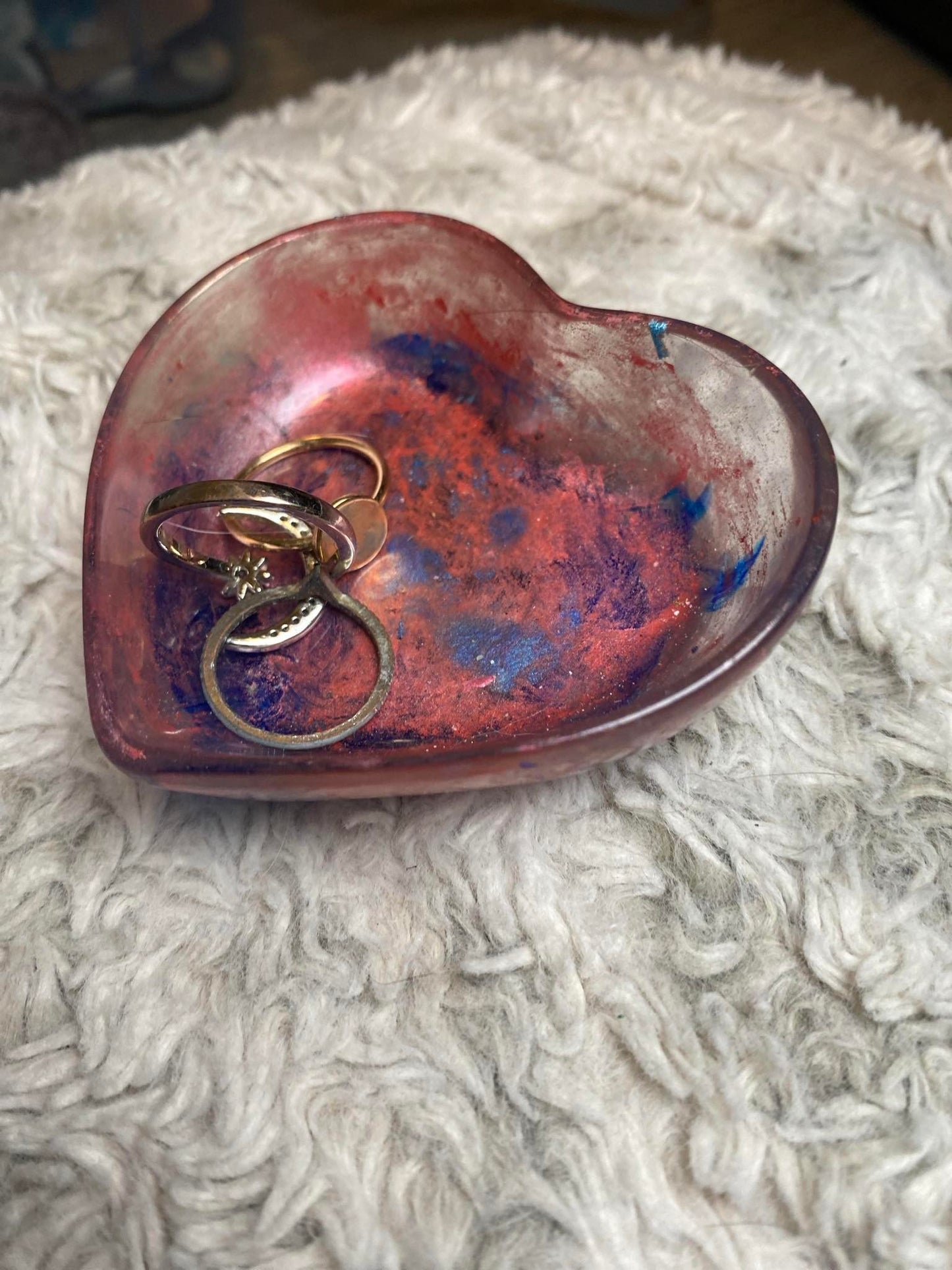 Pink, Blue, and Purple Heart Ring Dish