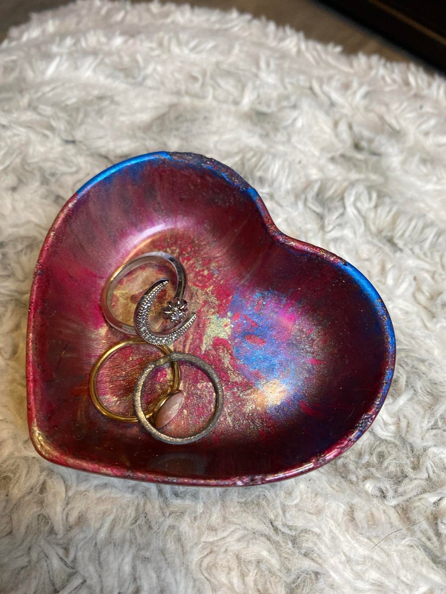 Pink, Blue, and Purple Heart Ring Dish