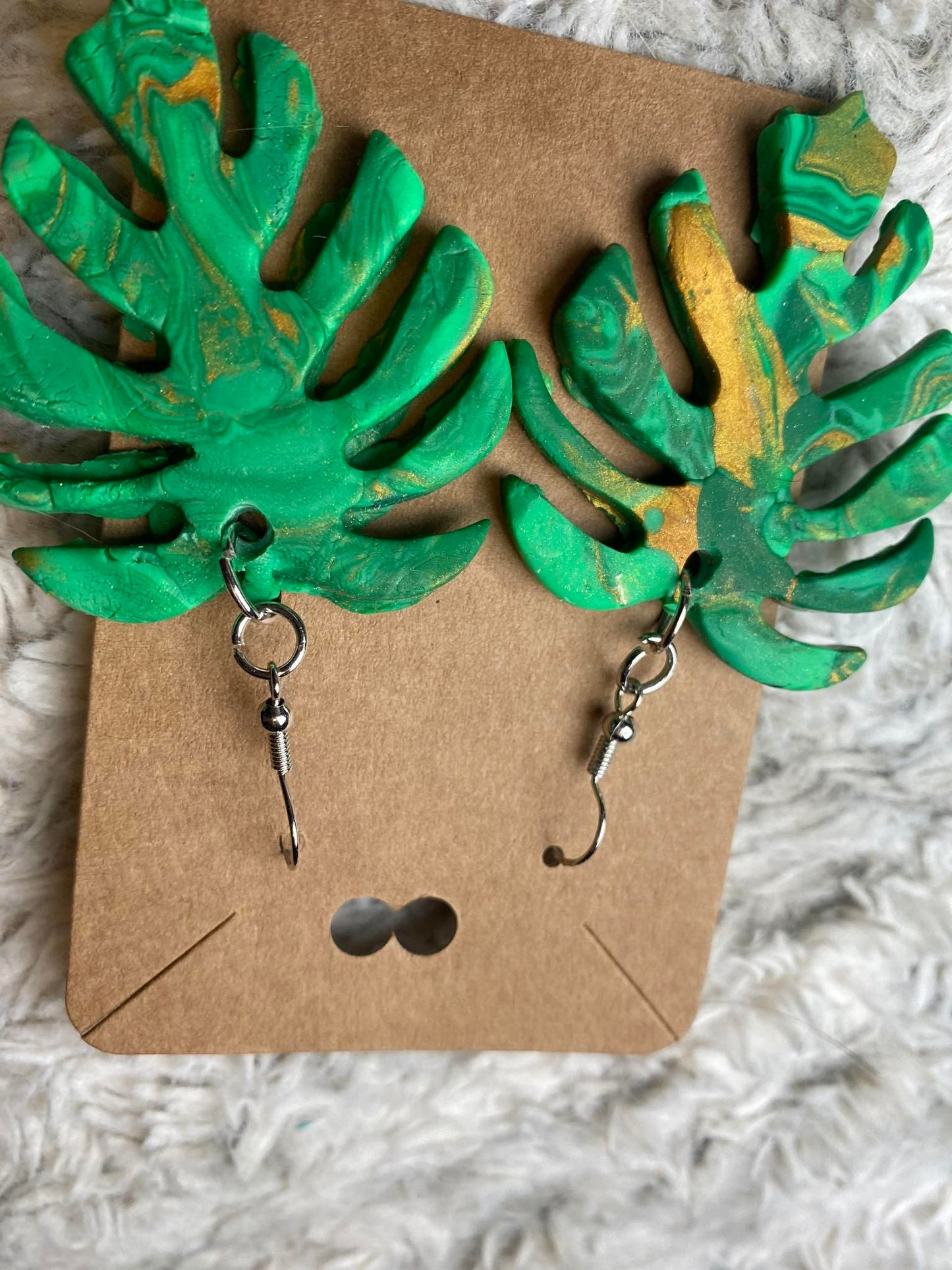 Resin Palm Leaf Dangling Earrings