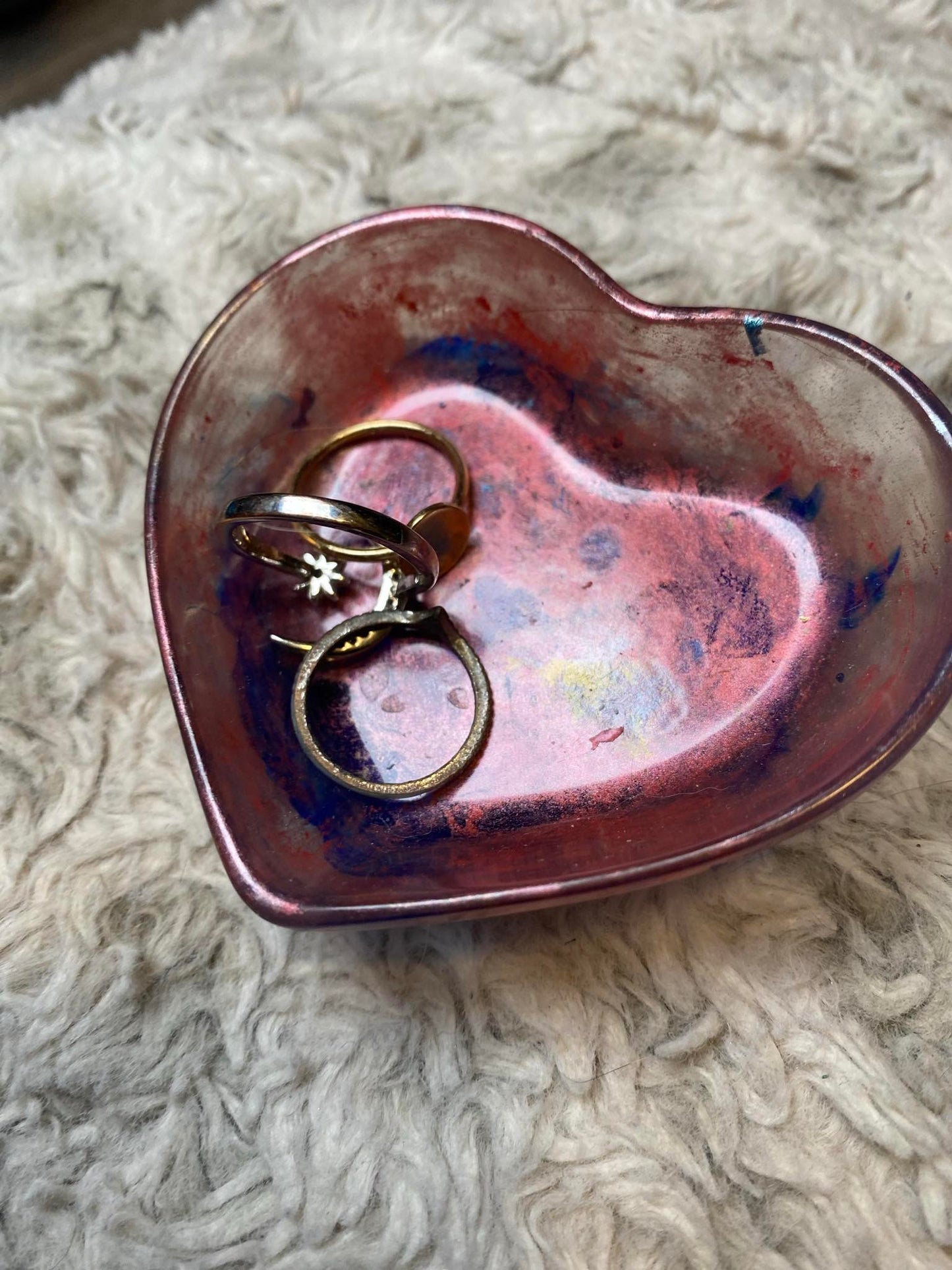 Pink, Blue, and Purple Heart Ring Dish