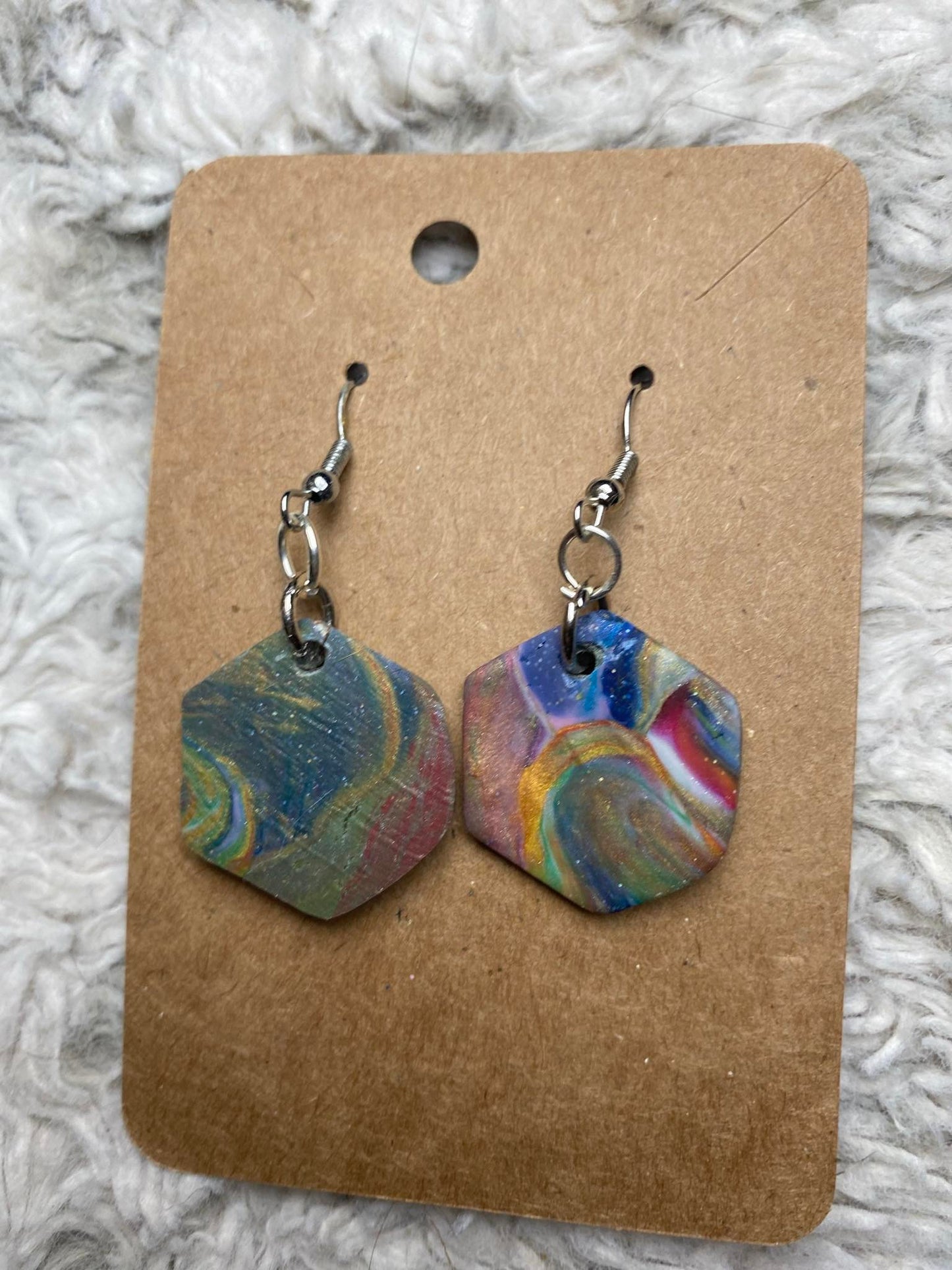 Colourful Hexagon Sparkle Earrings