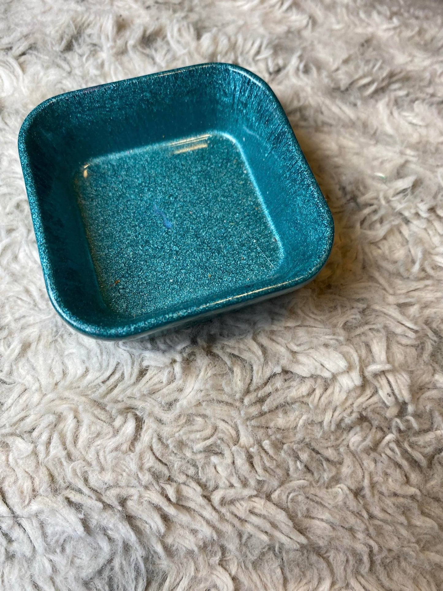 Light Blue Sparkle Square Ring Dish