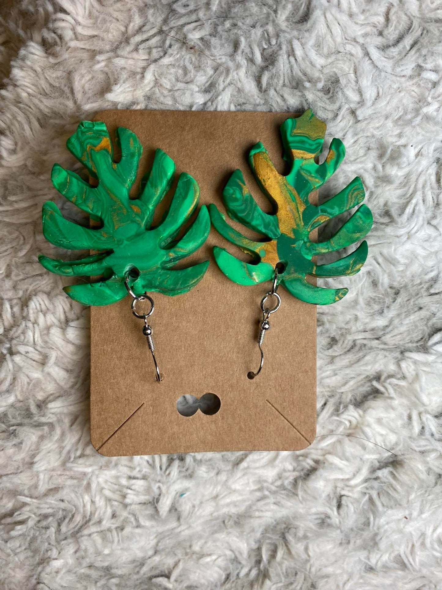 Resin Palm Leaf Dangling Earrings