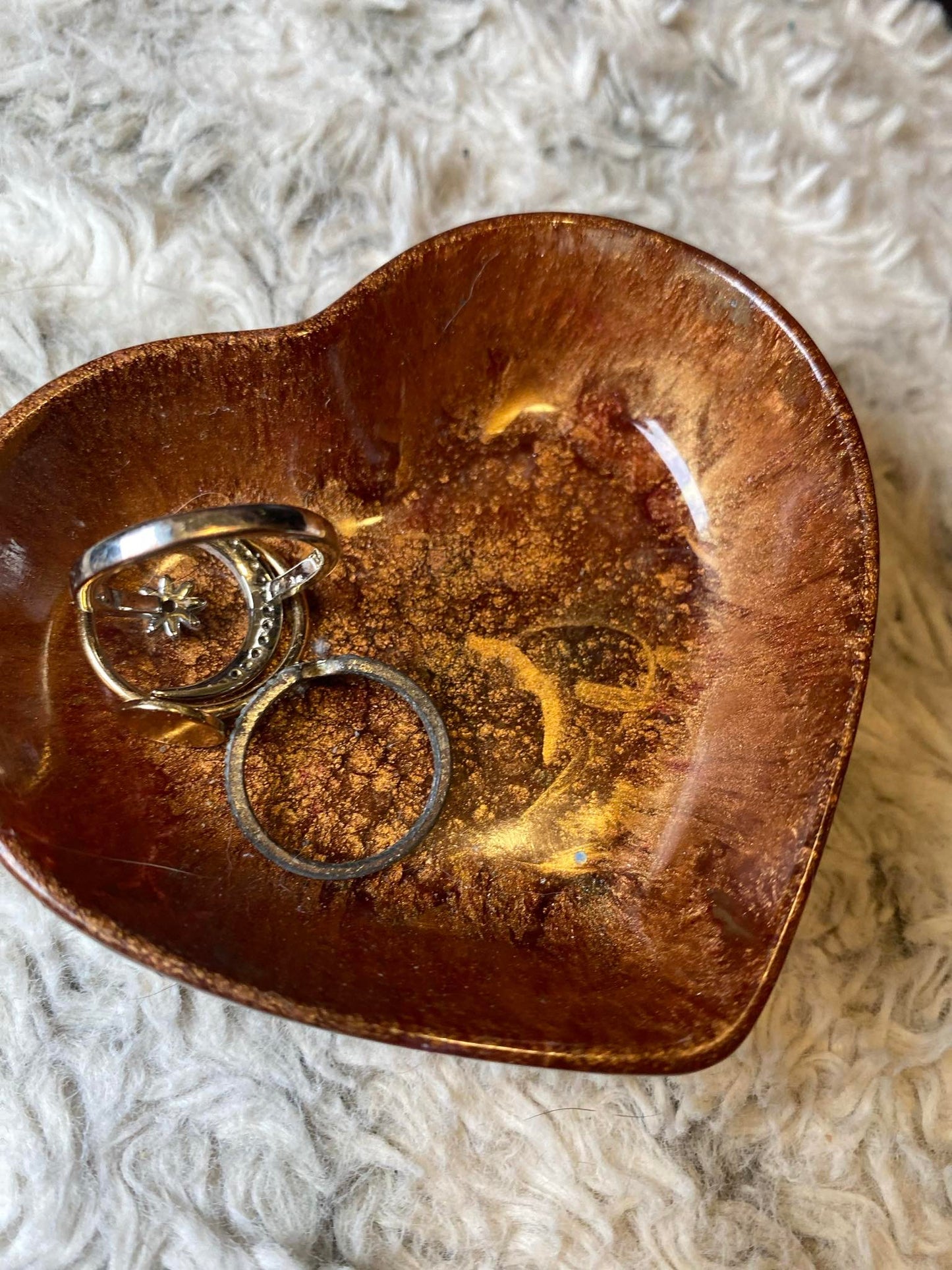 Amber Sparkle Heart Ring Dish