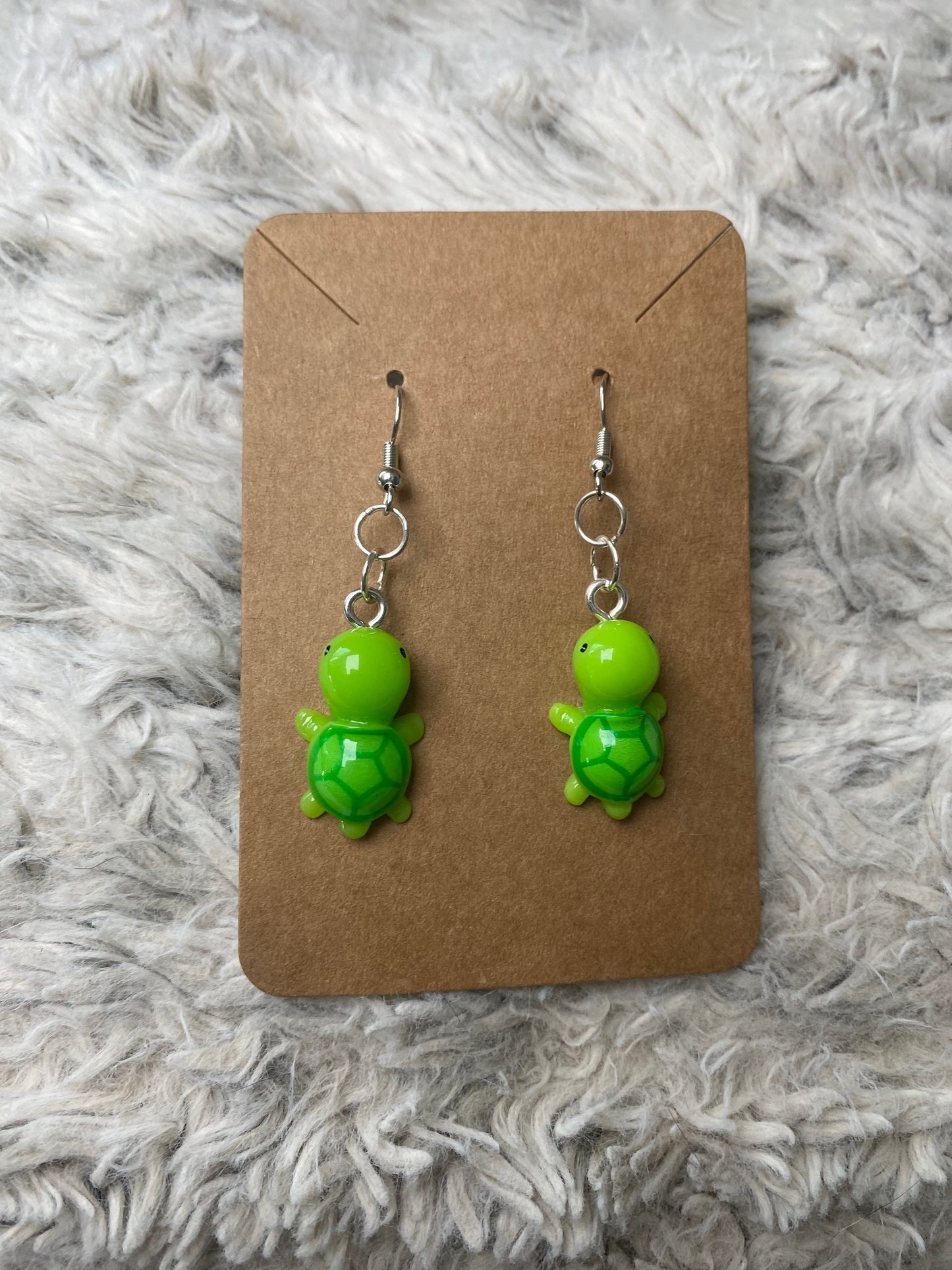 Miniature Resin Turtle Dangling Earrings