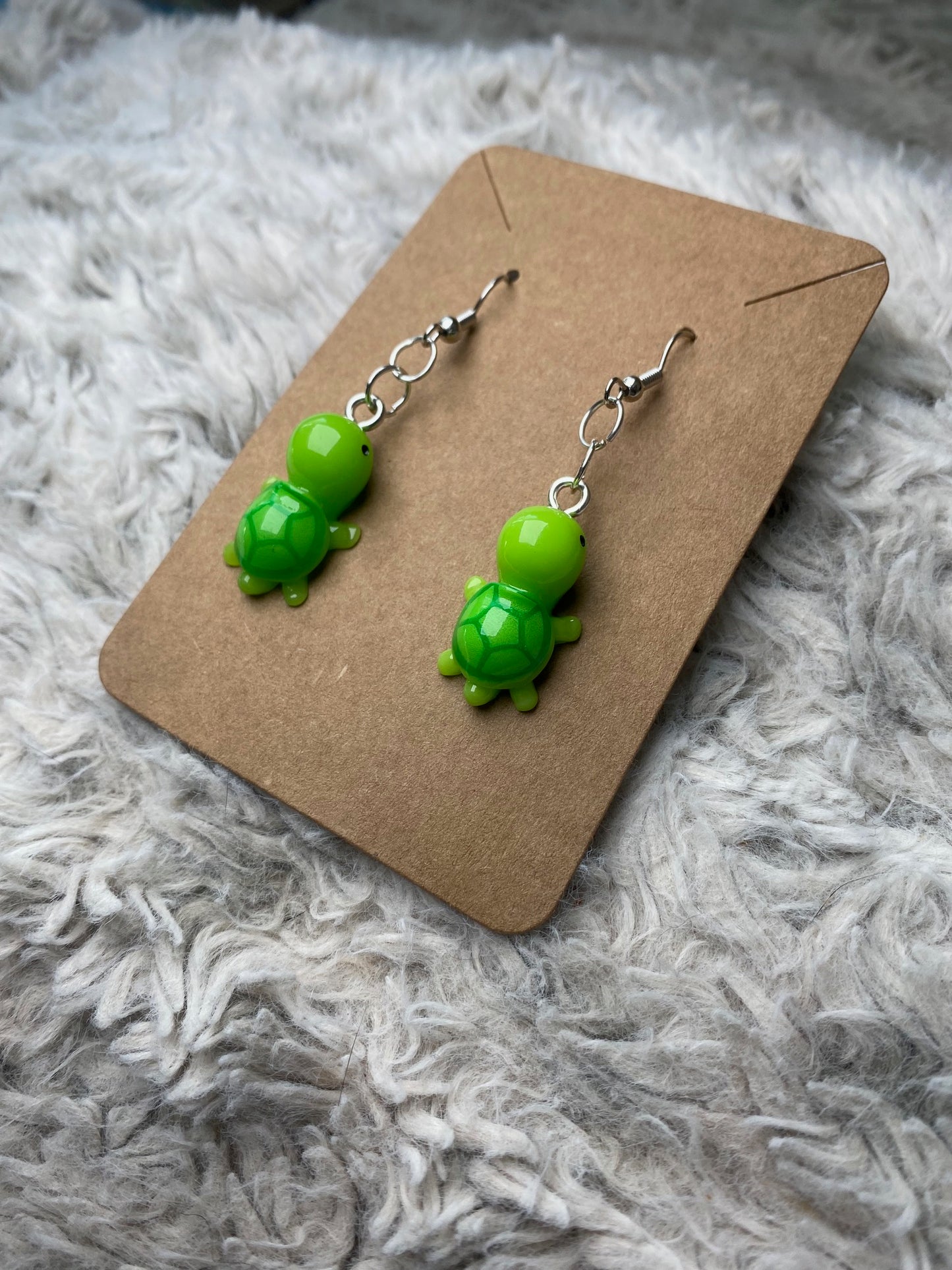 Miniature Resin Turtle Dangling Earrings