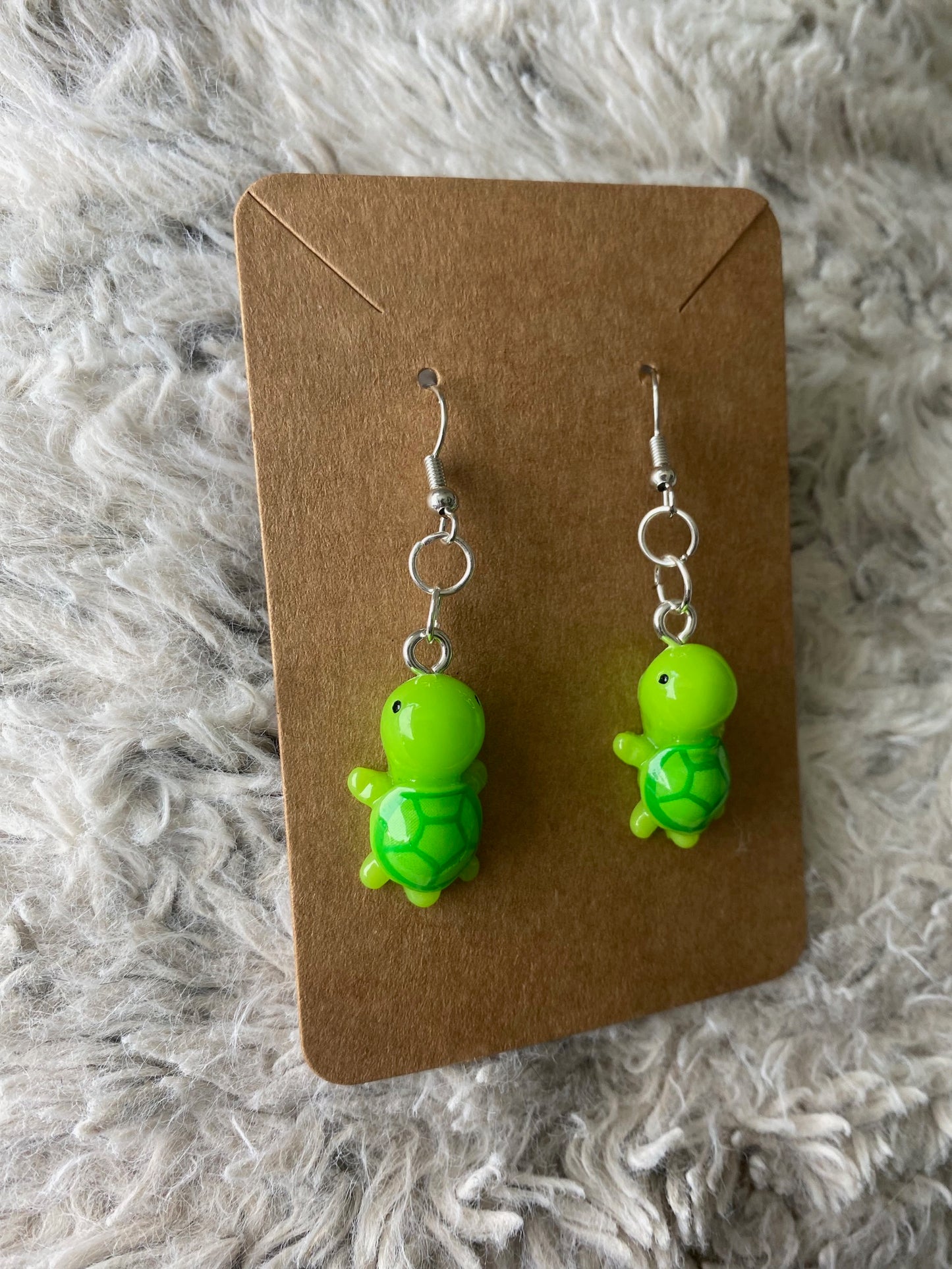 Miniature Resin Turtle Dangling Earrings