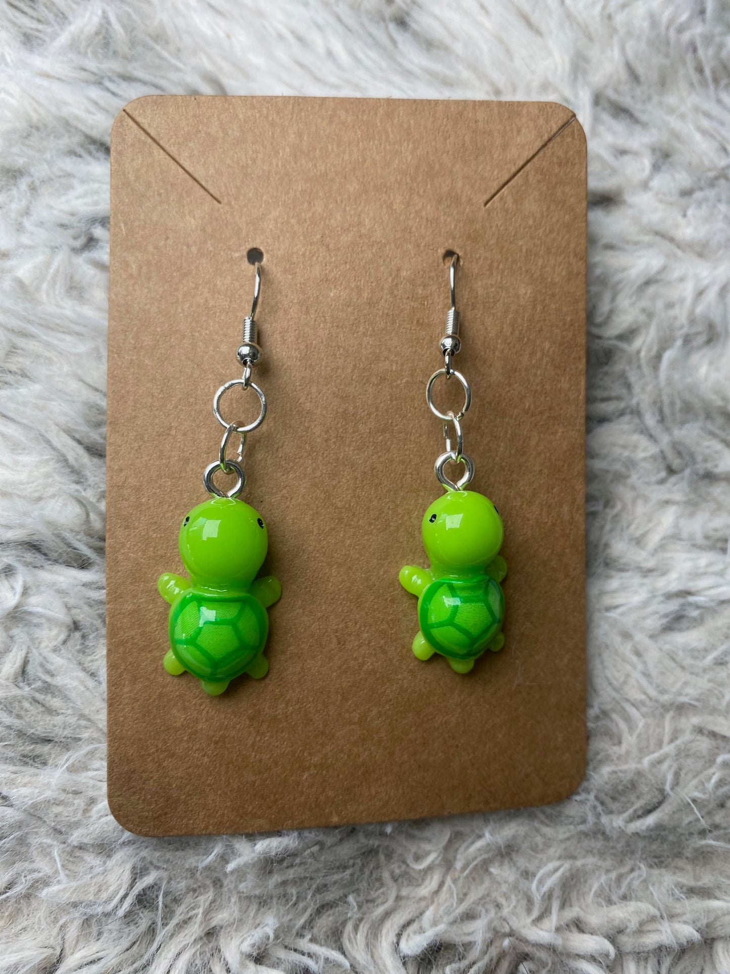 Miniature Resin Turtle Dangling Earrings