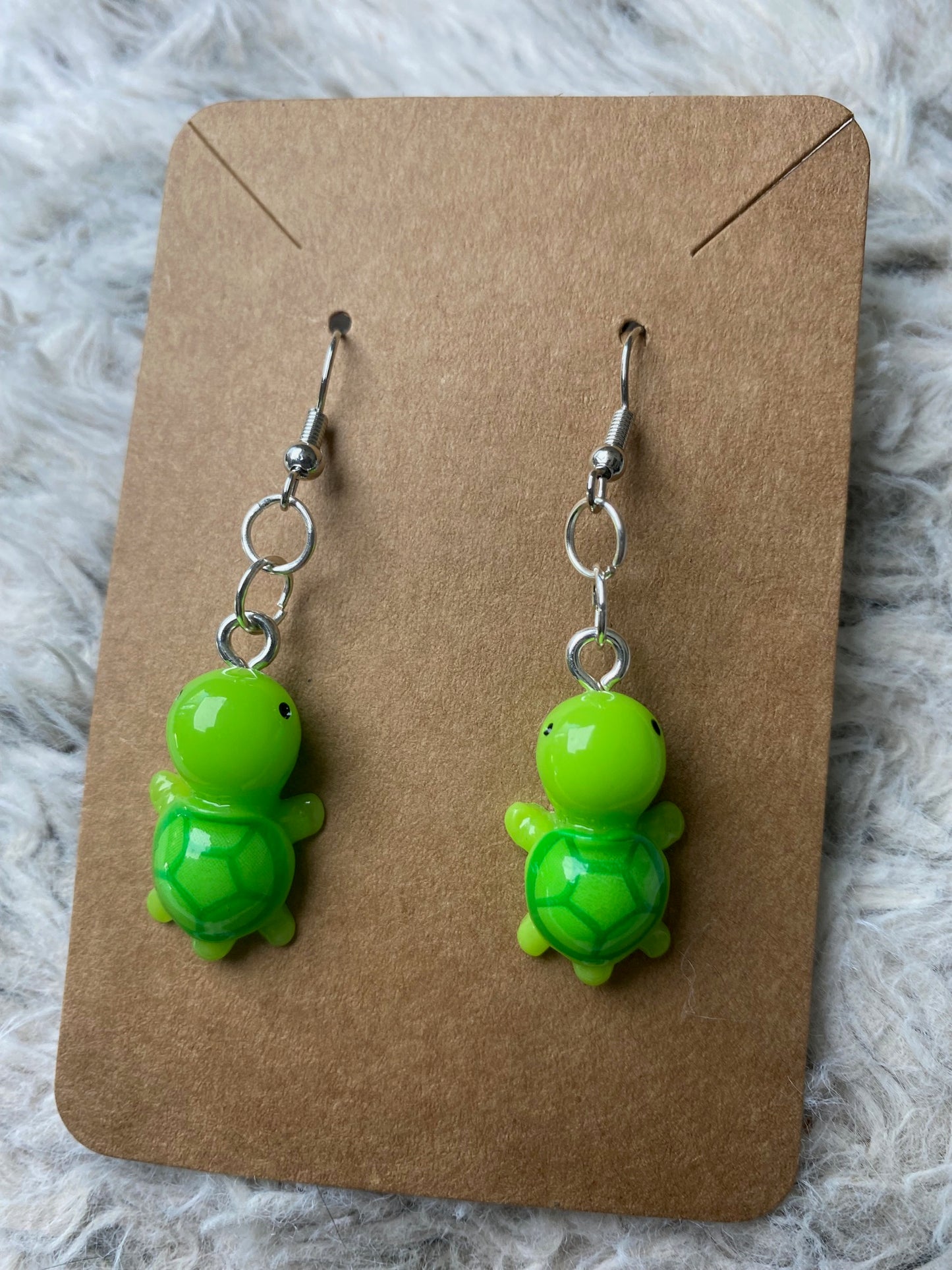 Miniature Resin Turtle Dangling Earrings