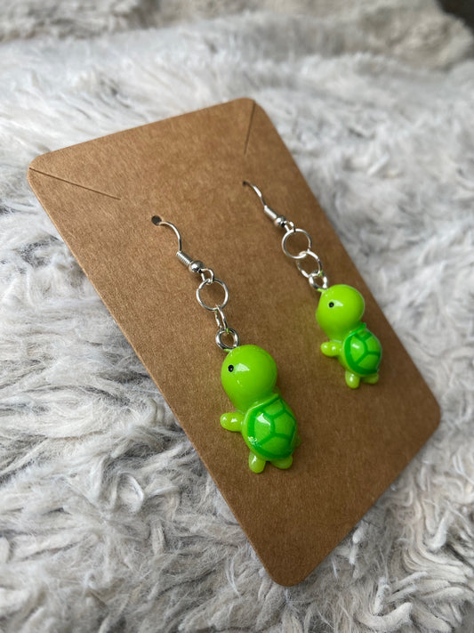 Miniature Resin Turtle Dangling Earrings