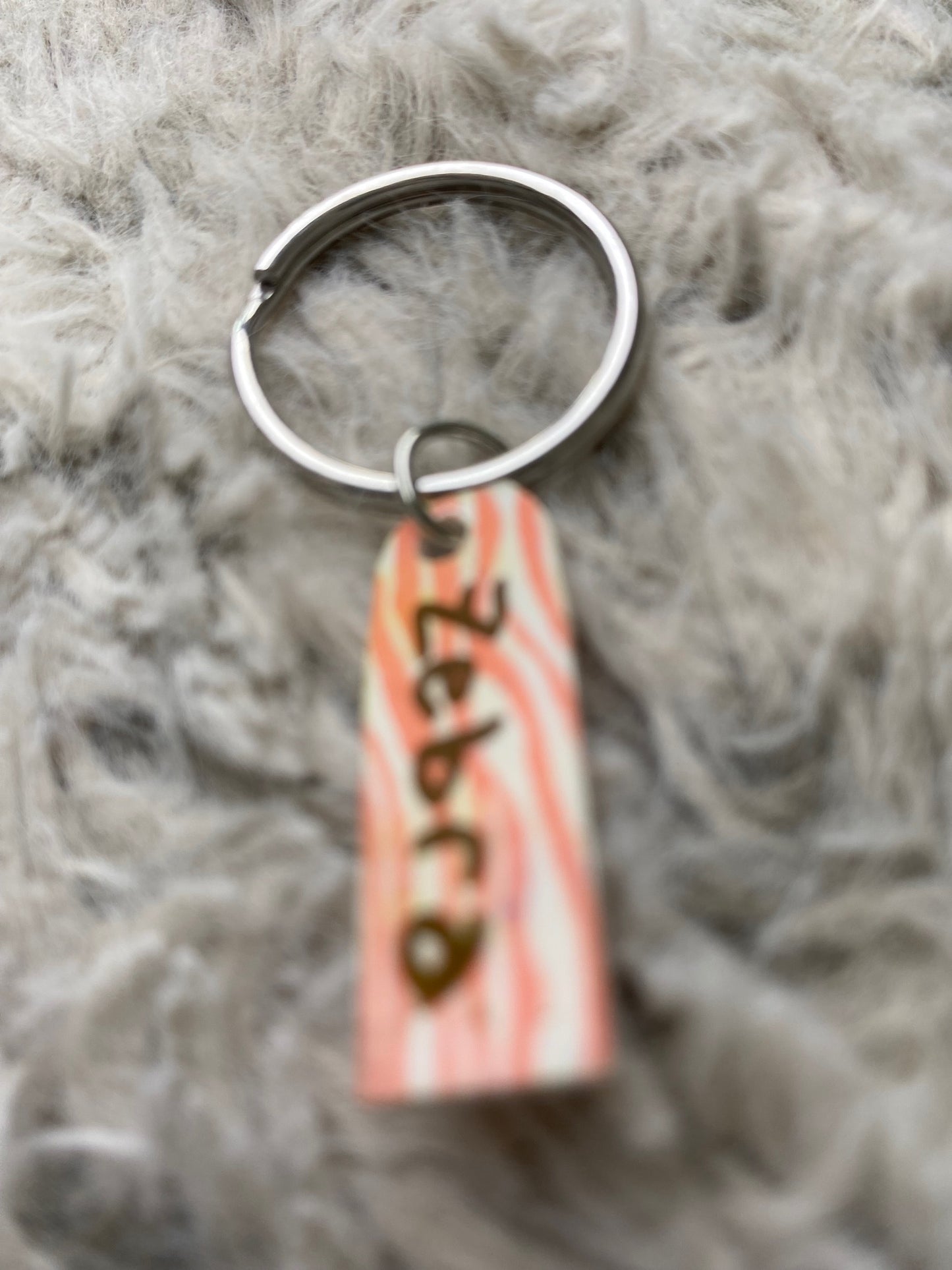 Pink and White Zebra Key chain