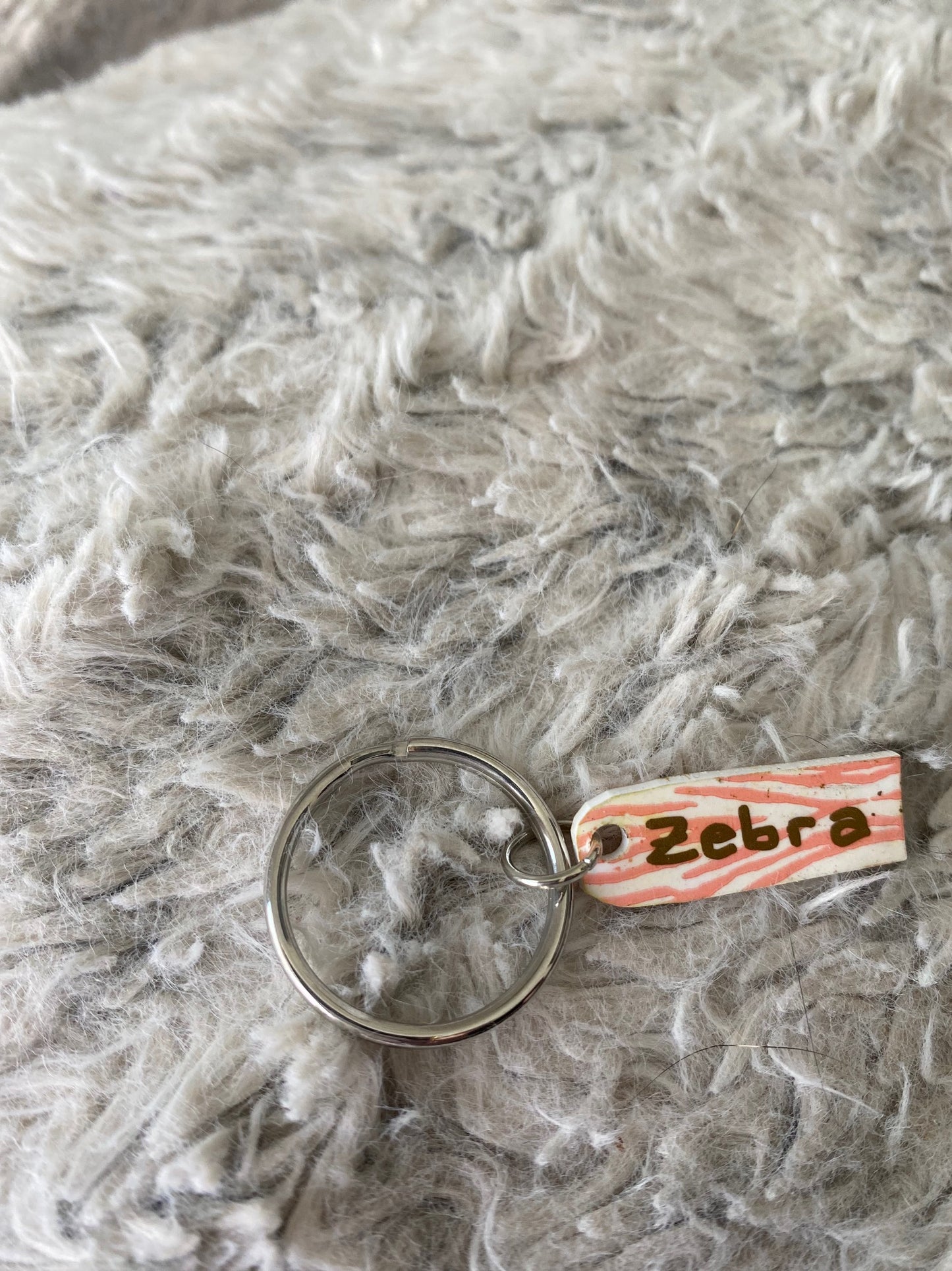 Pink and White Zebra Key chain