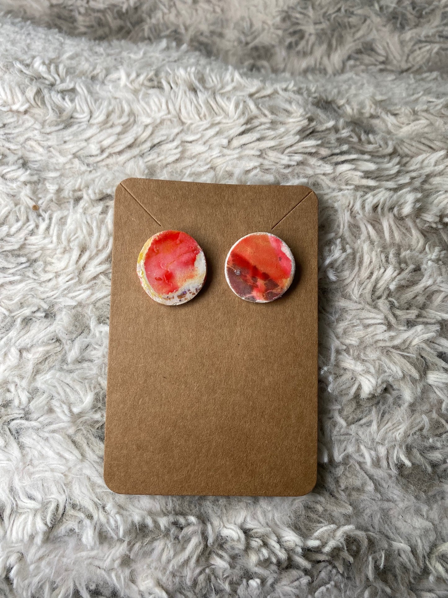 Reddish, Orange, Yellow and Beige Circle Studs