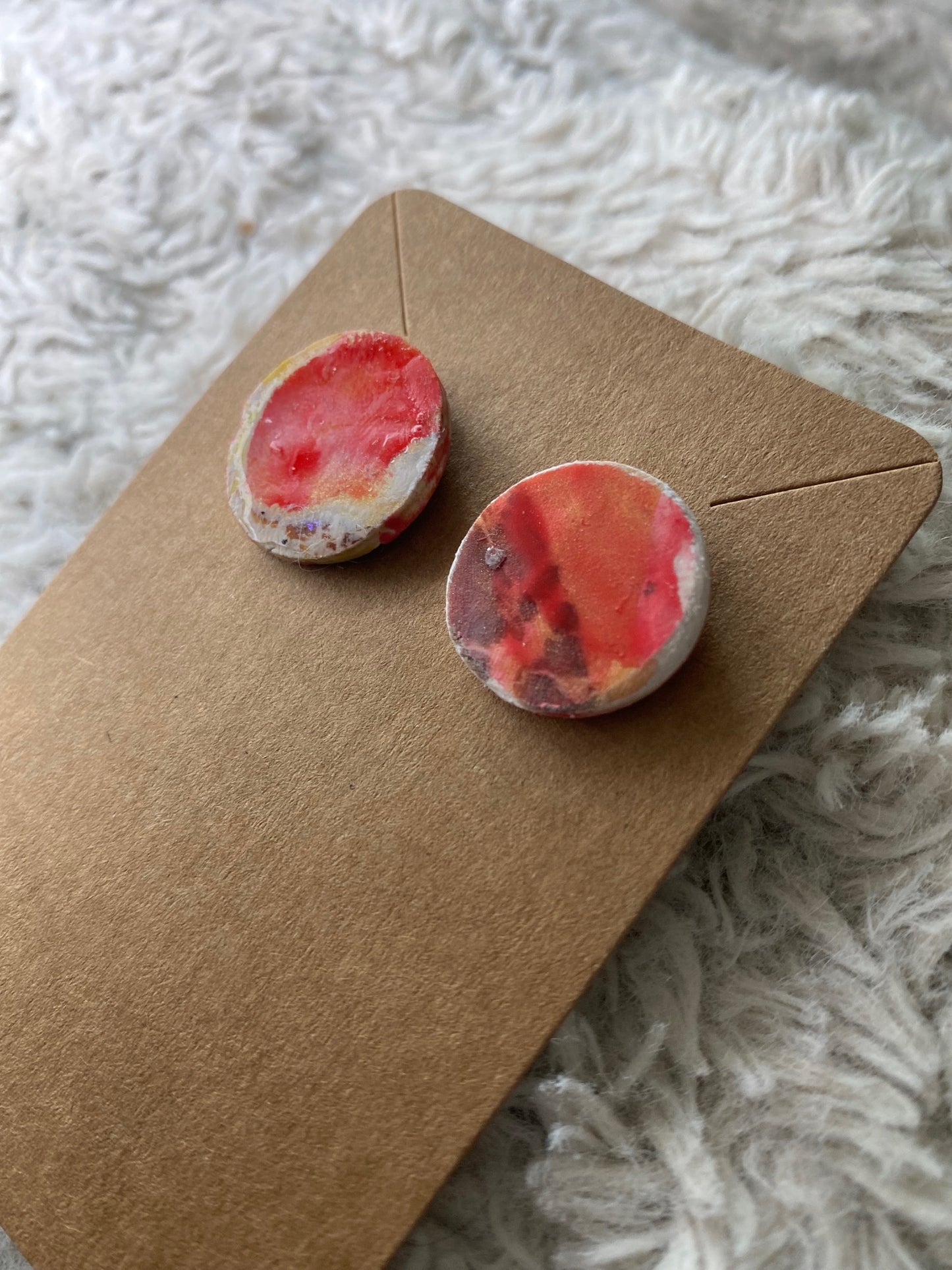 Reddish, Orange, Yellow and Beige Circle Studs