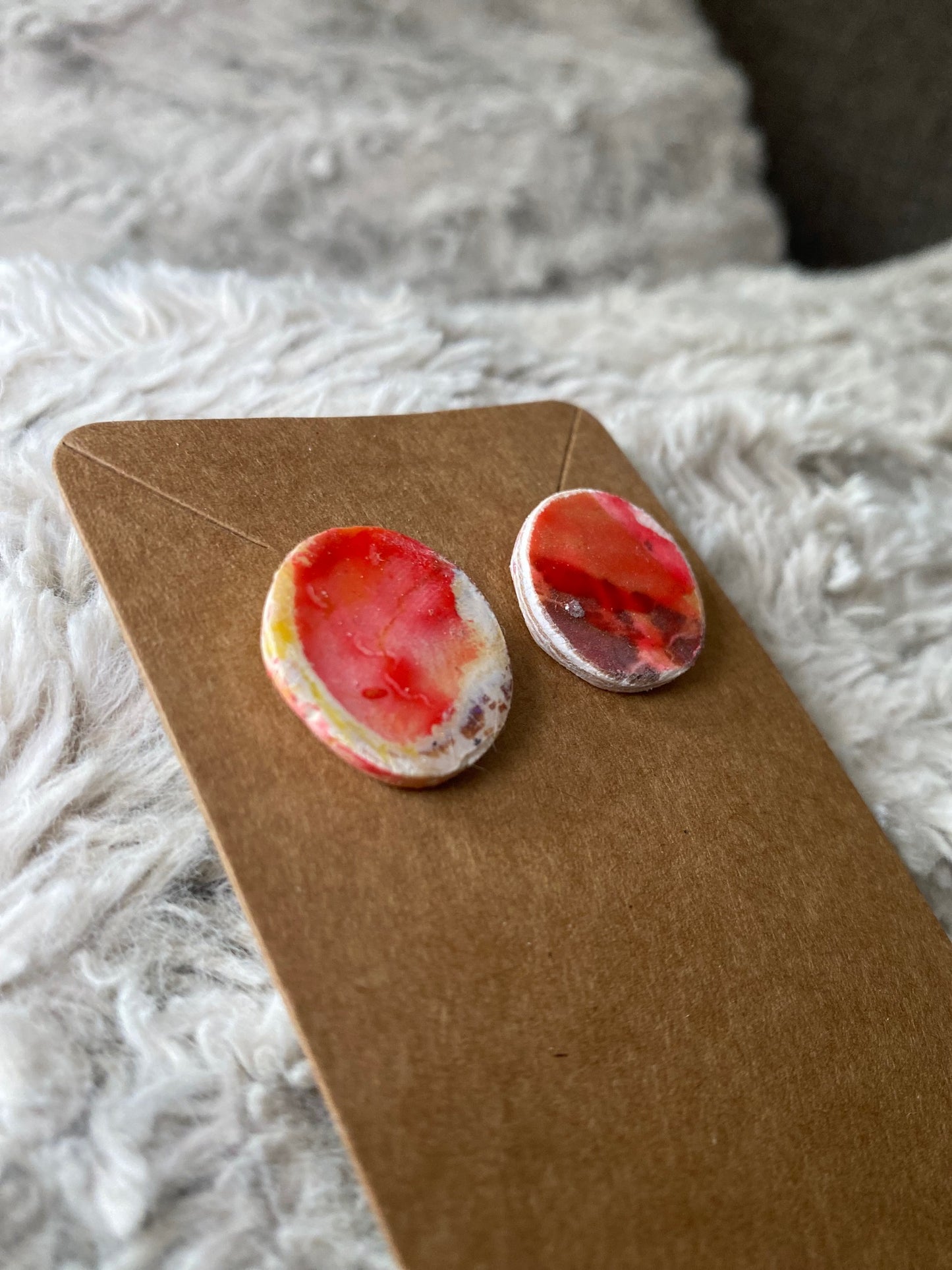 Reddish, Orange, Yellow and Beige Circle Studs