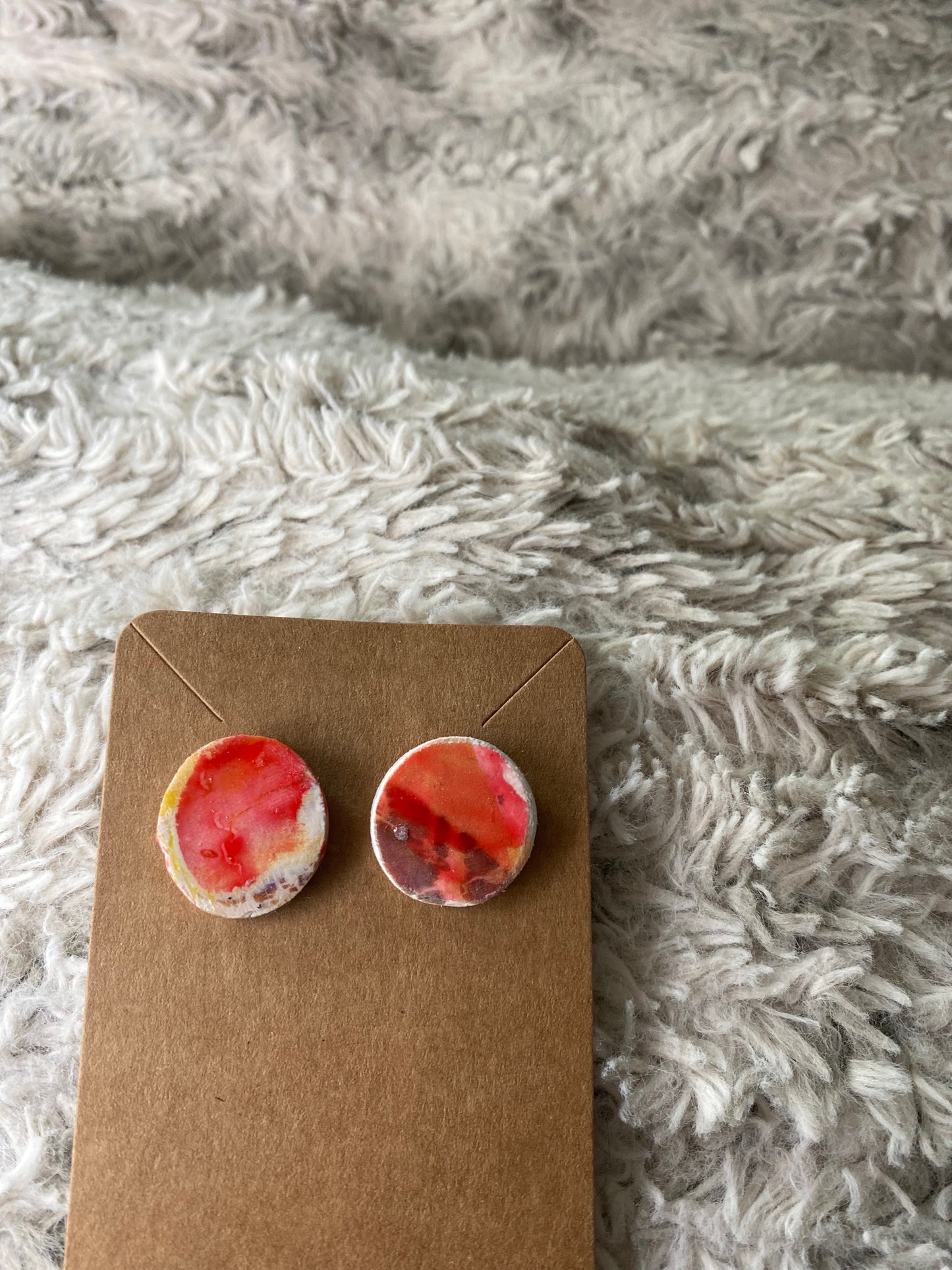 Reddish, Orange, Yellow and Beige Circle Studs