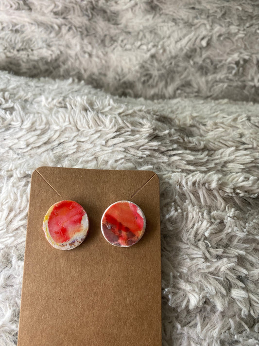 Reddish, Orange, Yellow and Beige Circle Studs