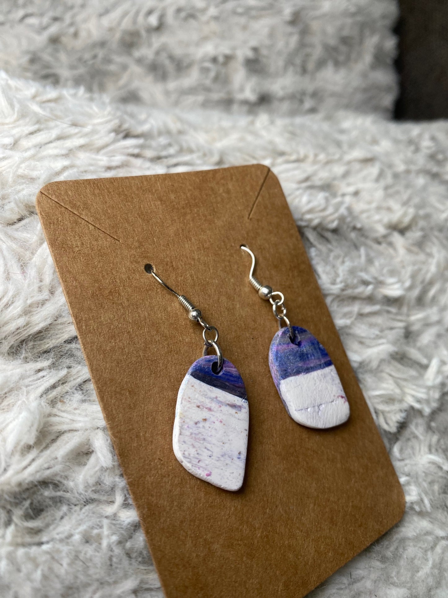 White, Blue, Purple, Dangling Earrings