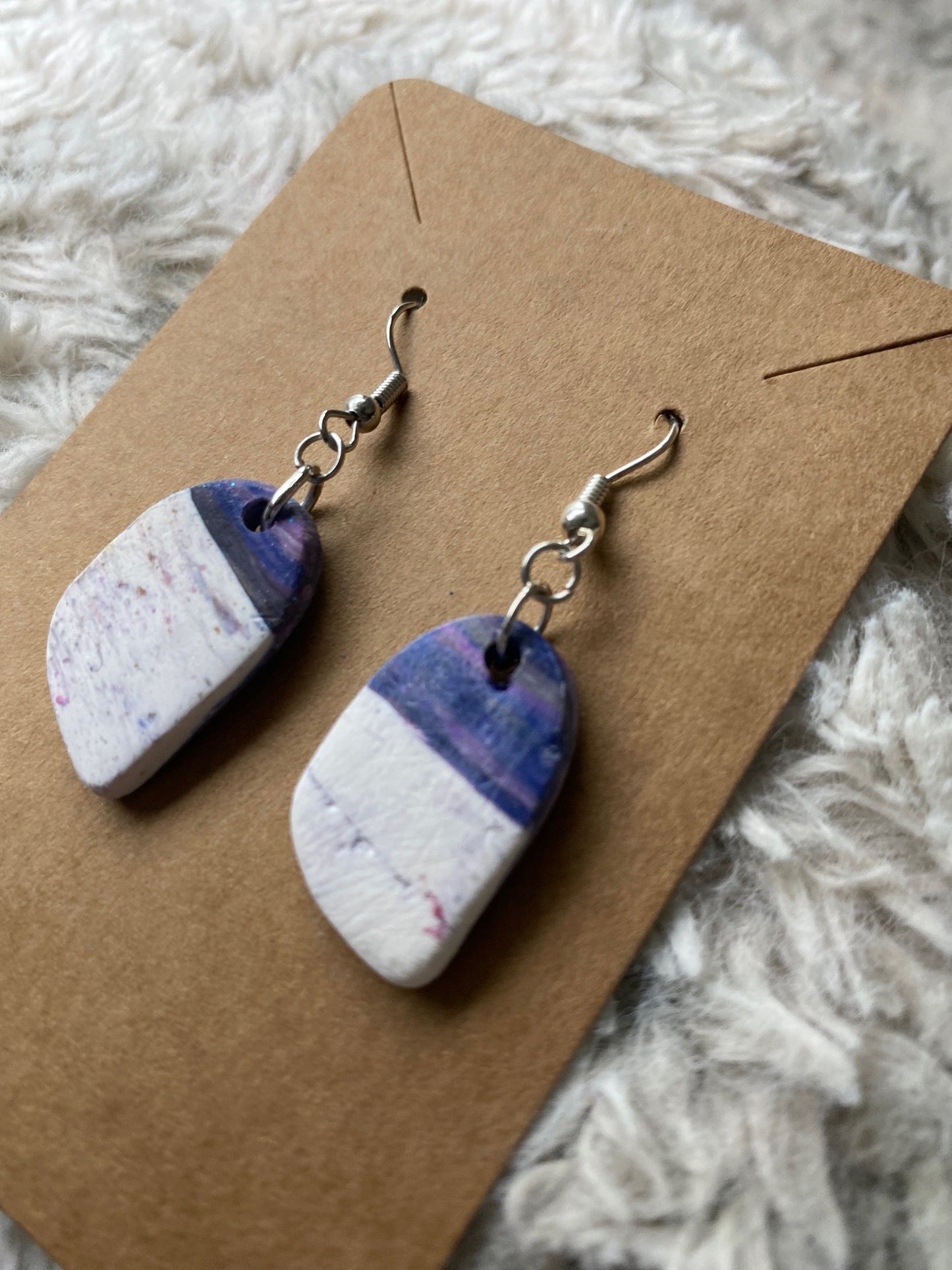 White, Blue, Purple, Dangling Earrings