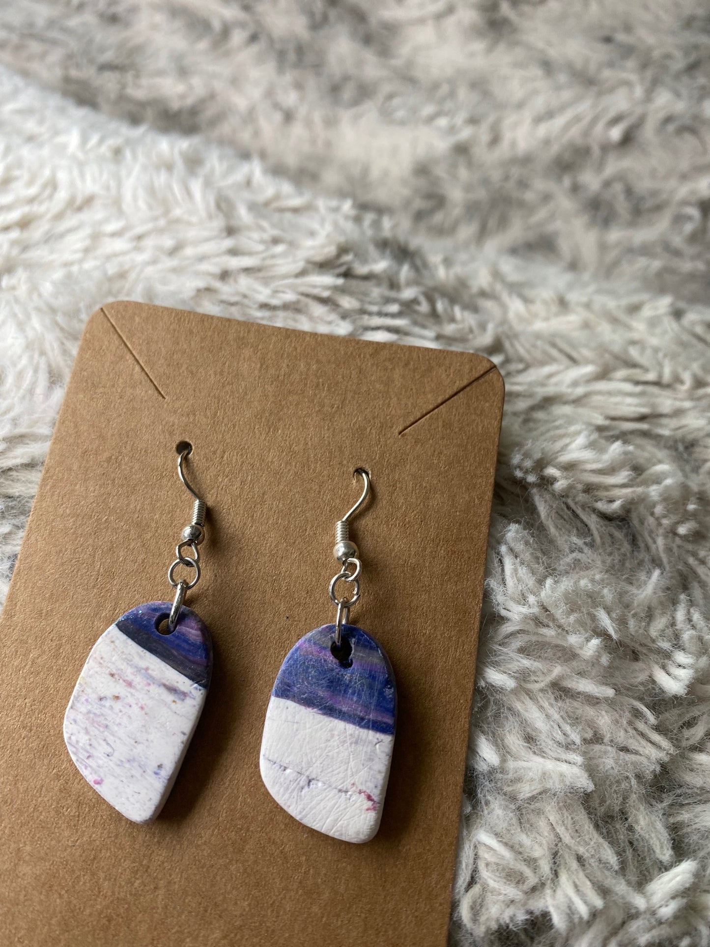 White, Blue, Purple, Dangling Earrings