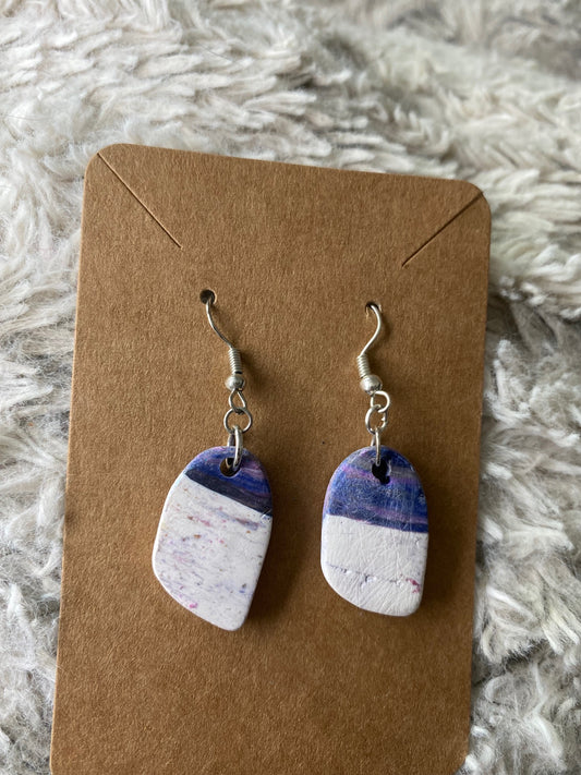 White, Blue, Purple, Dangling Earrings