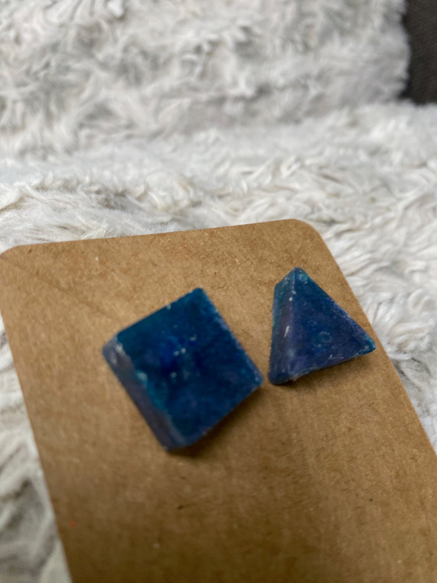 Blue Resin Square and Triangle Studs