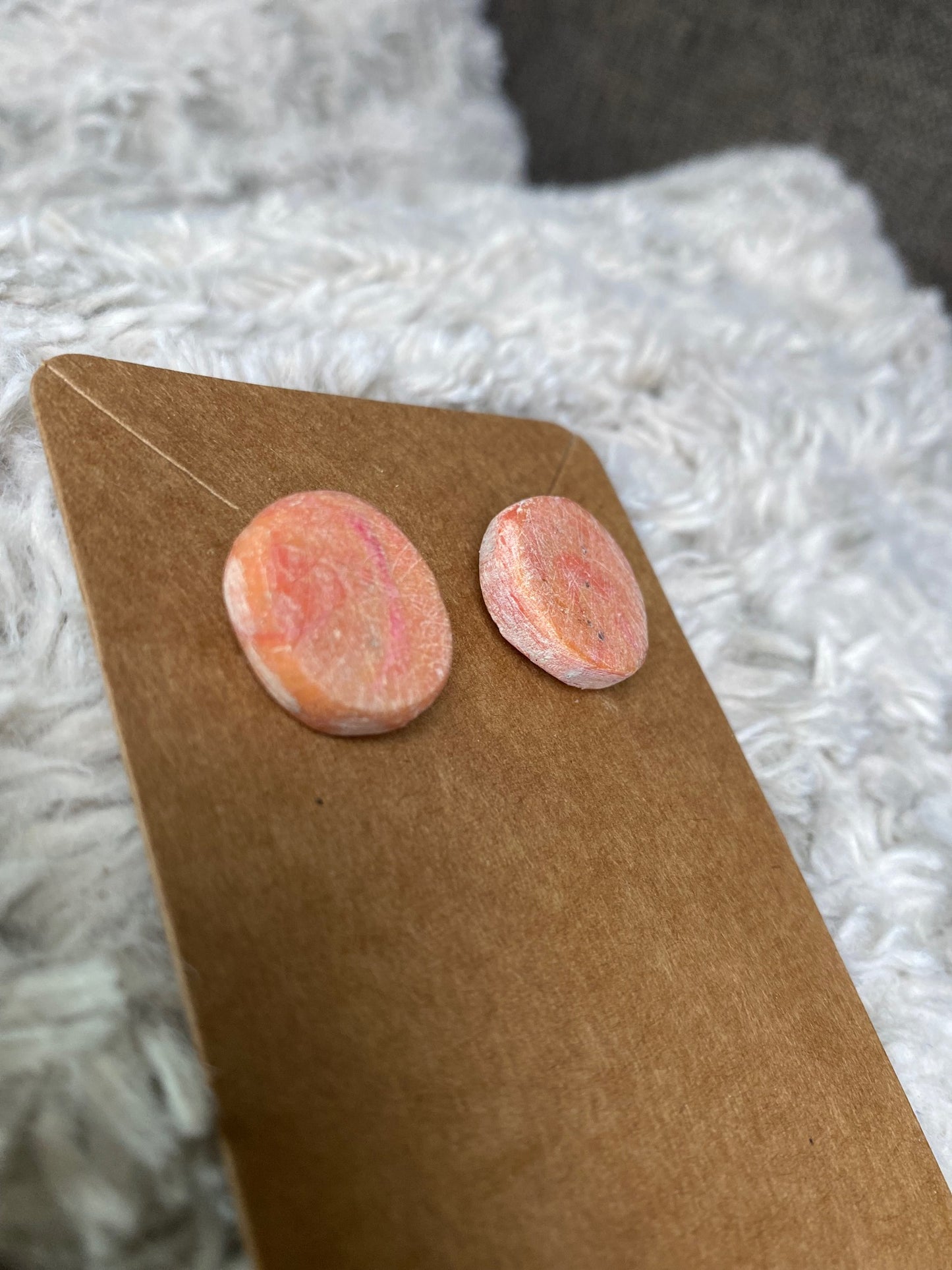 Peach Colored Circle Stud Earrings