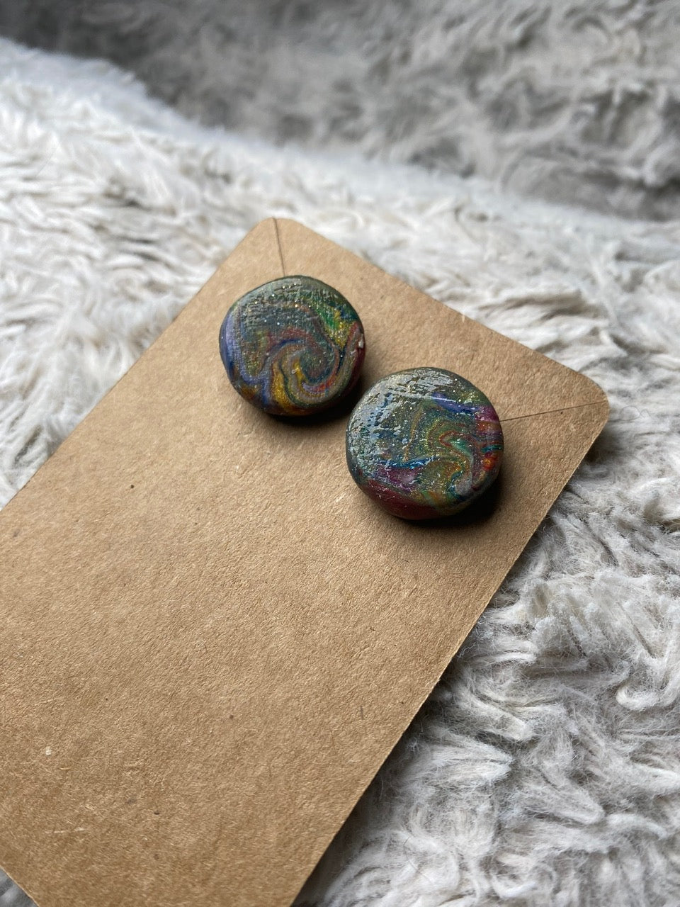 Multicolor Swirl Circle Earrings