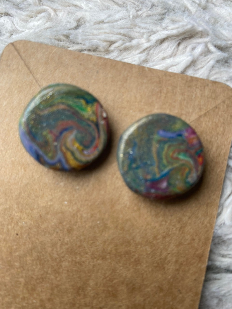 Multicolor Swirl Circle Earrings