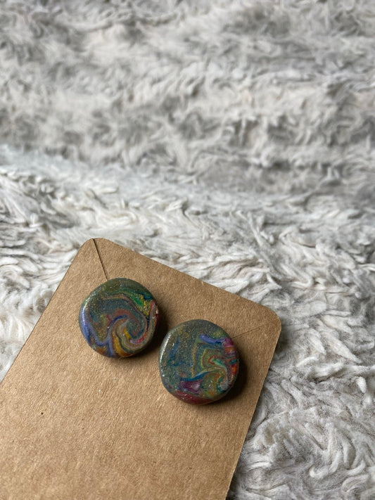 Multicolor Swirl Circle Earrings