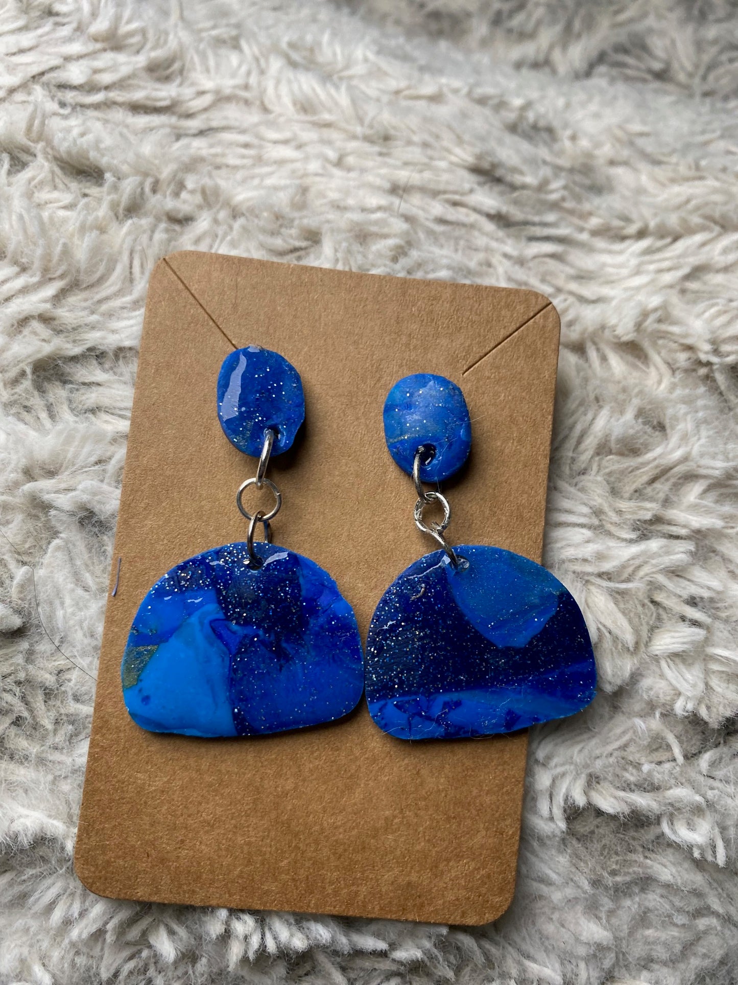 Blue Dangling Arch Earrings