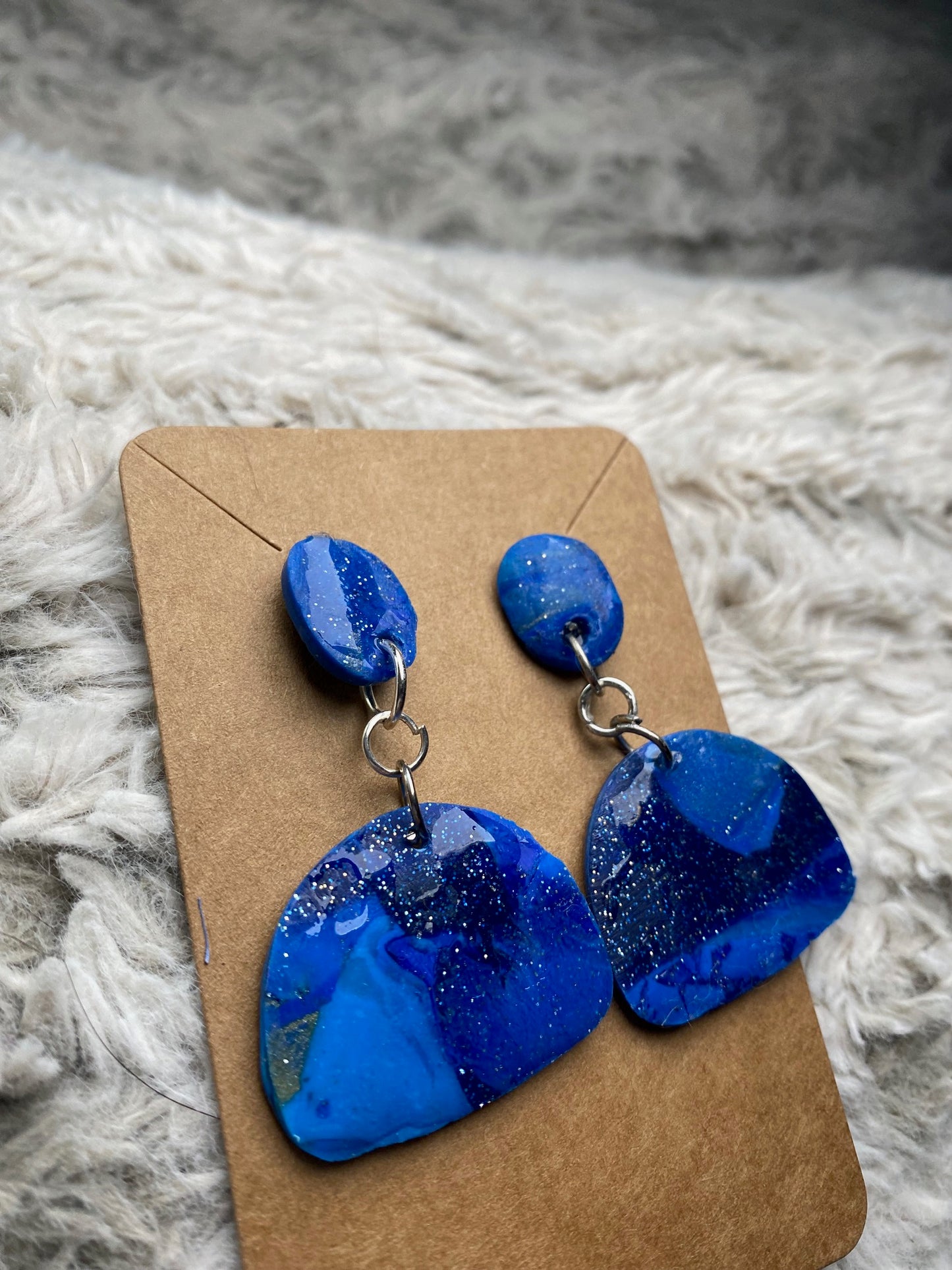 Blue Dangling Arch Earrings